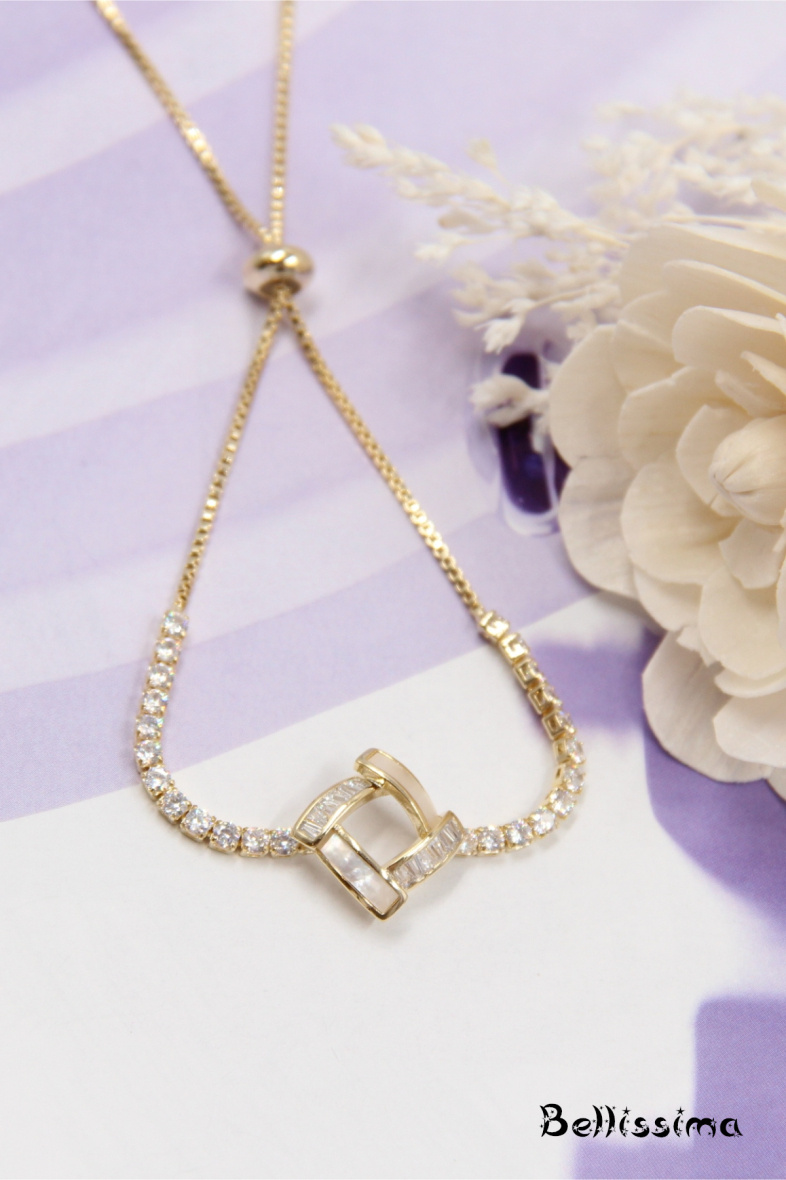 Großhändler Bellissima - Rhodiniertes Armband, besetzt mit Zirkonium in verschiebbarer Kette
