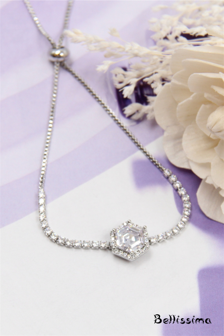 Großhändler Bellissima - Rhodiniertes Zirkonium-Schiebekettenarmband