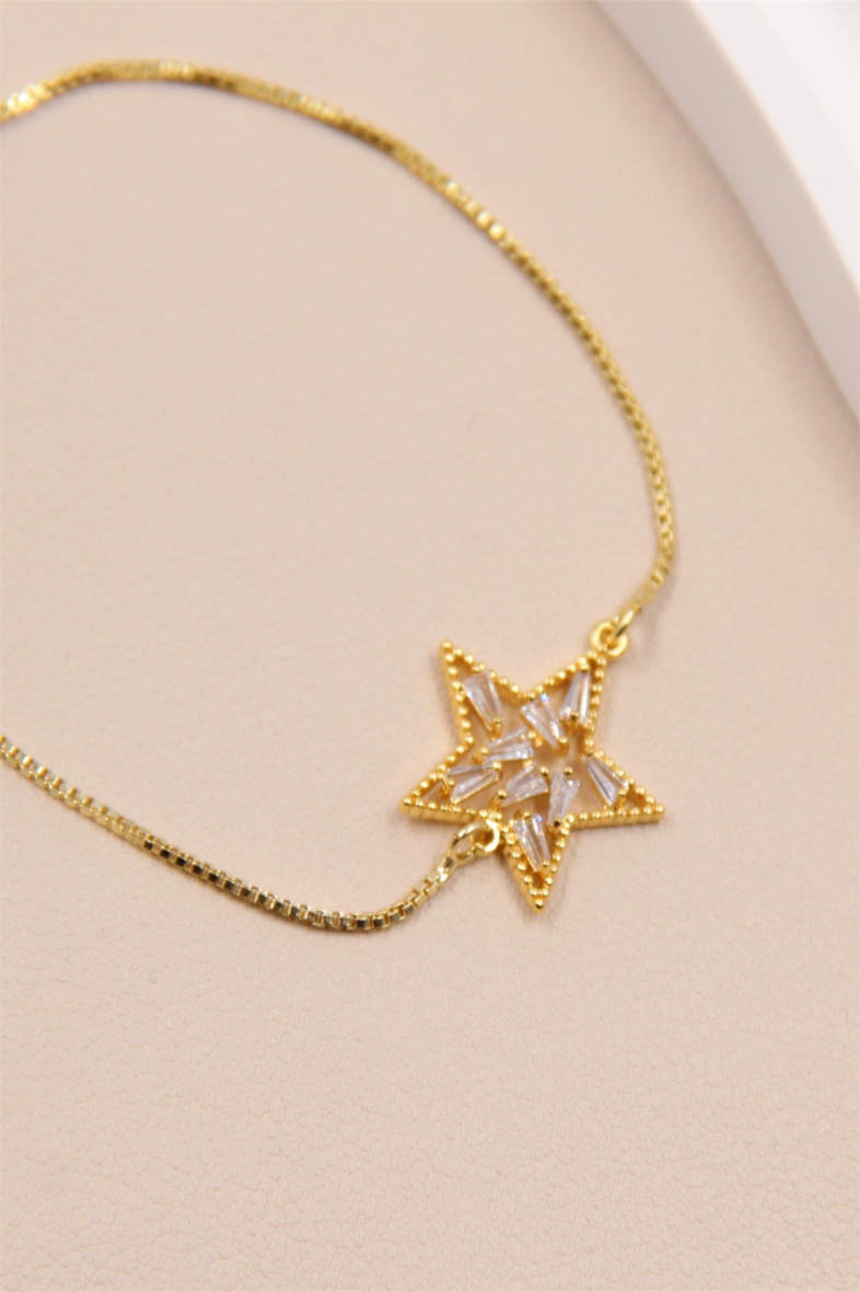 Grossiste Bellissima - Bracelet étoile coulissant ajustable en acier inoxydable