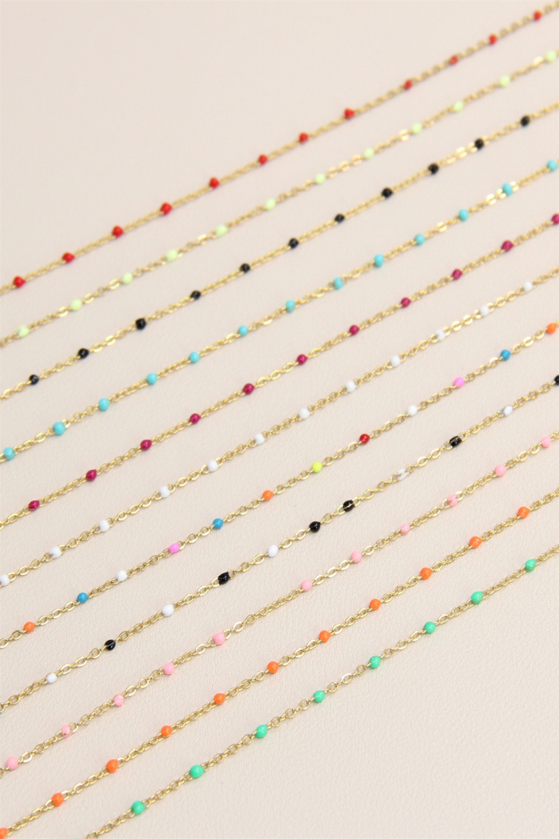 Grossiste Bellissima - Bracelet ornée de petites perles colorées en acier inoxydable