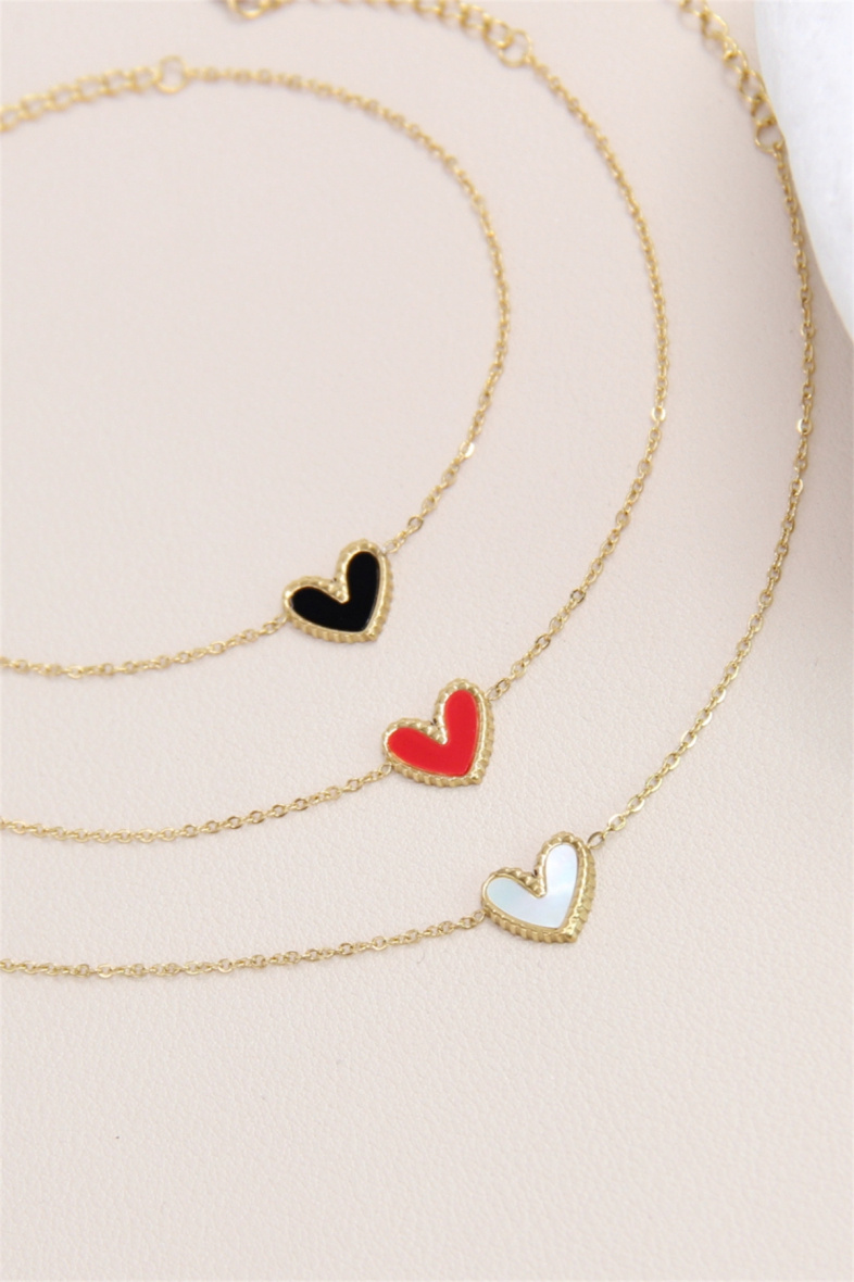 Wholesaler Bellissima - Enameled heart bracelet in stainless steel