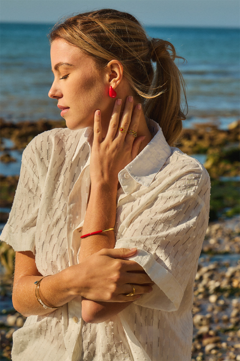 Grossiste Bellissima - Bracelet jonc ajustable émaillé en acier inoxydable