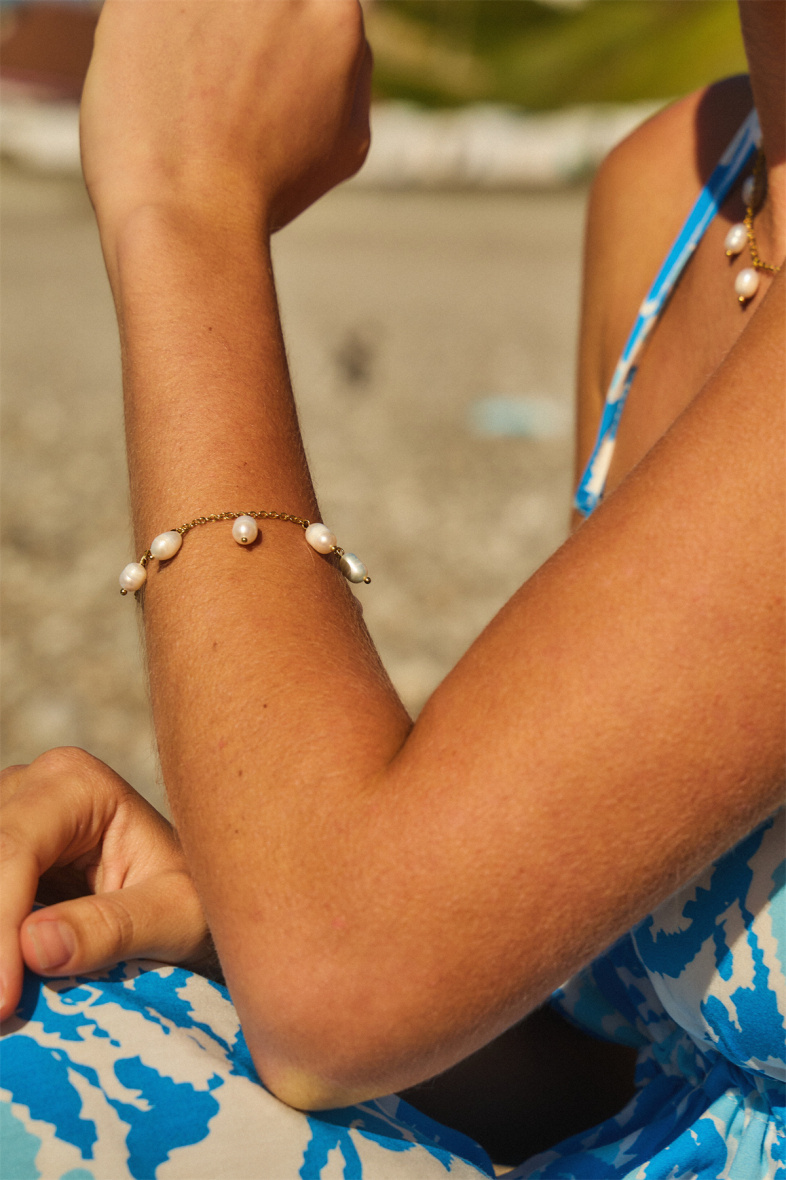 Grossista Bellissima - Bracciale decorato con perla coltivata in acciaio inossidabile