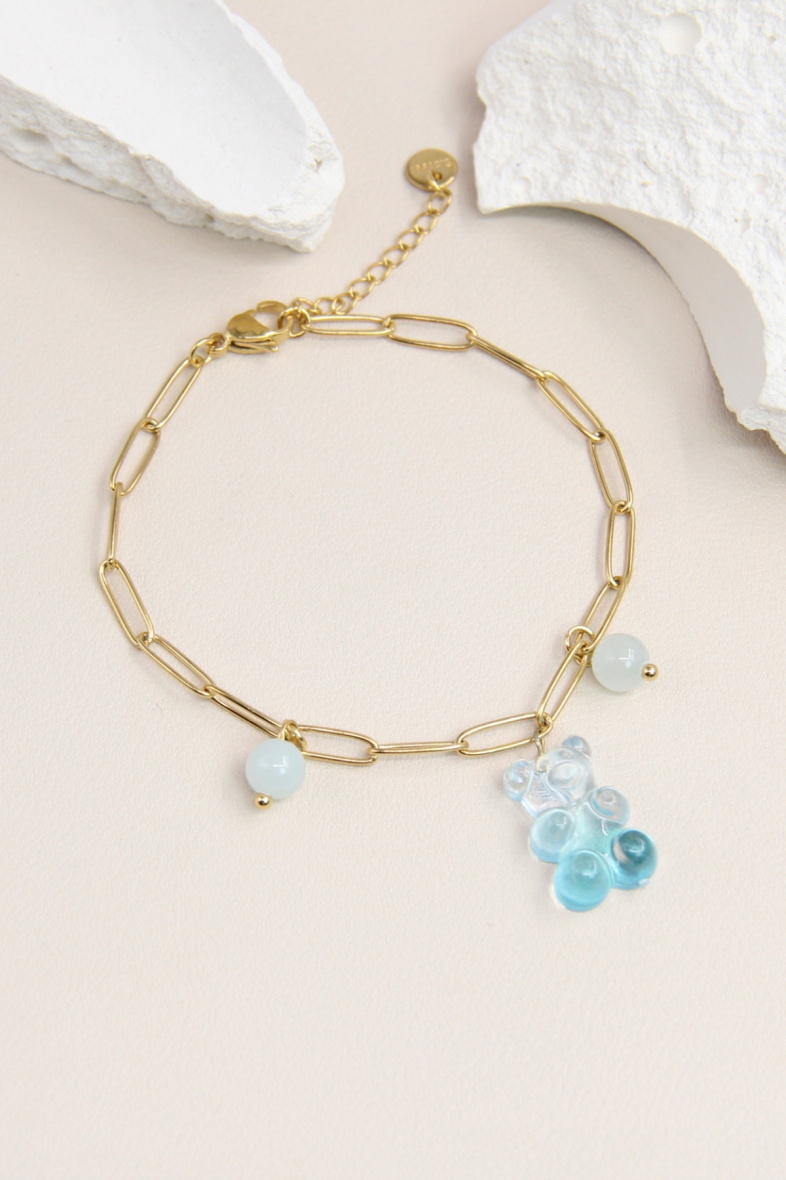 Grossiste Bellissima - Bracelet maille orné de nounours en acier inoxydable