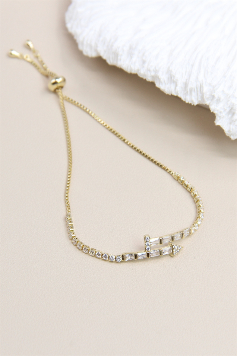 Wholesaler Bellissima - Adjustable Sliding Nail Bracelet Set with Zirconium in Rhodium Plated Metal
