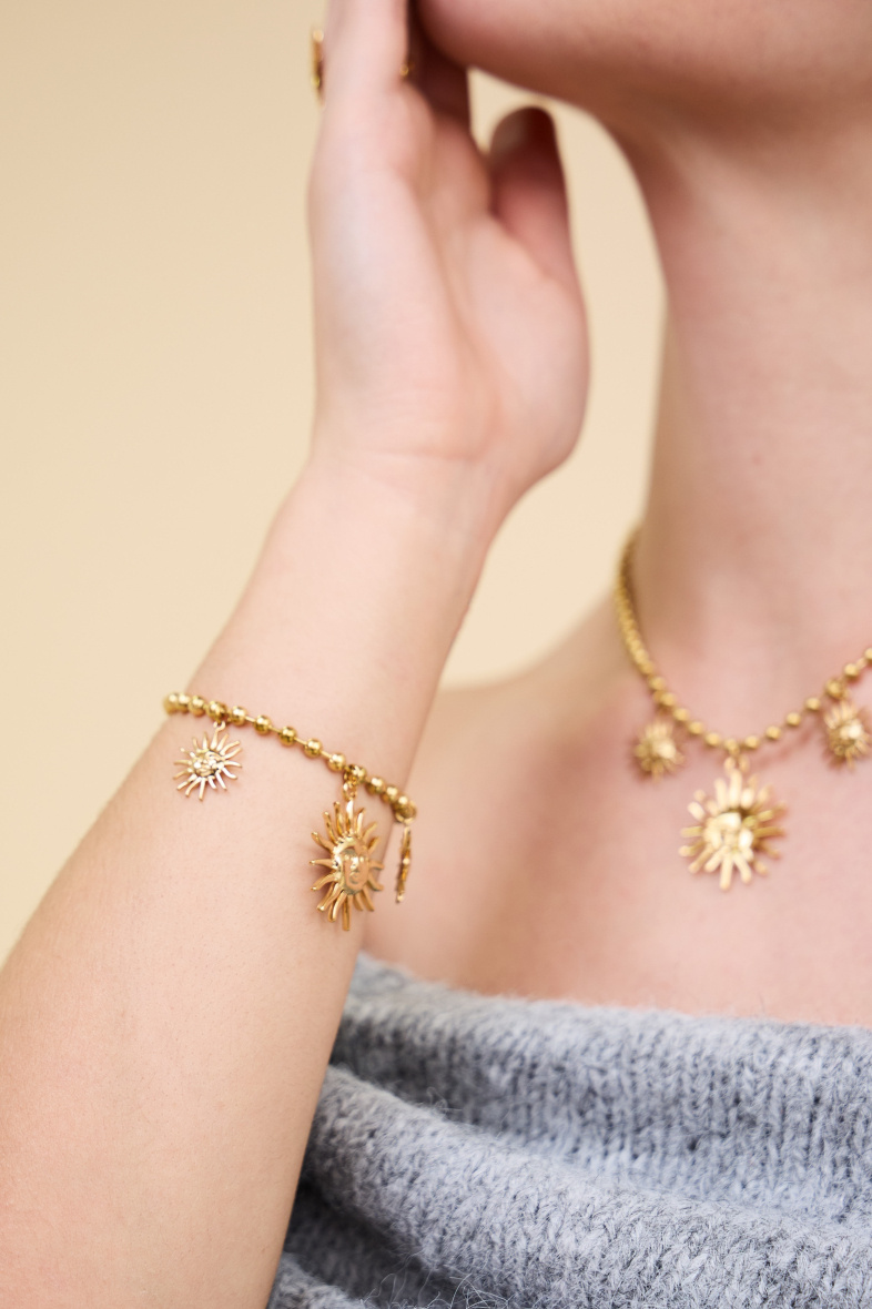 Mayorista Bellissima - Pulsera con dije de sol de acero inoxidable: resplandor y vitalidad