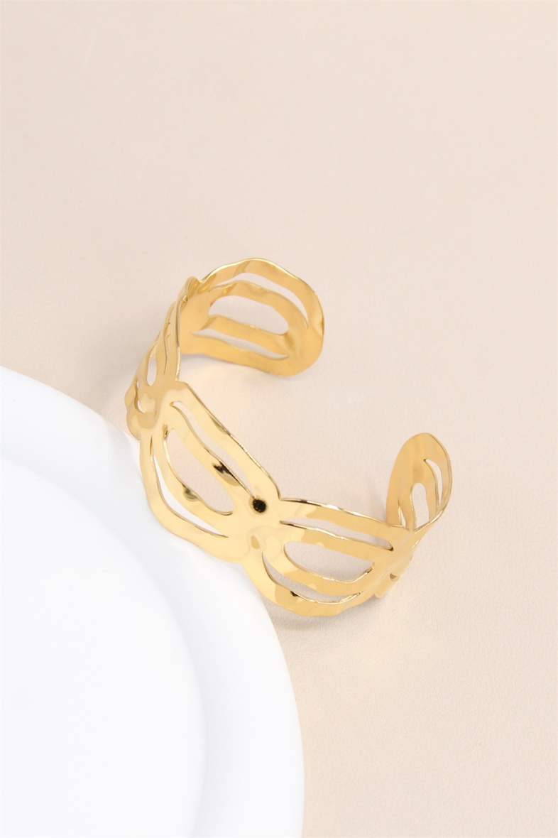Grossiste Bellissima - Bracelet Jonc Ajustable en Acier Inoxydable avec Design Double Maille