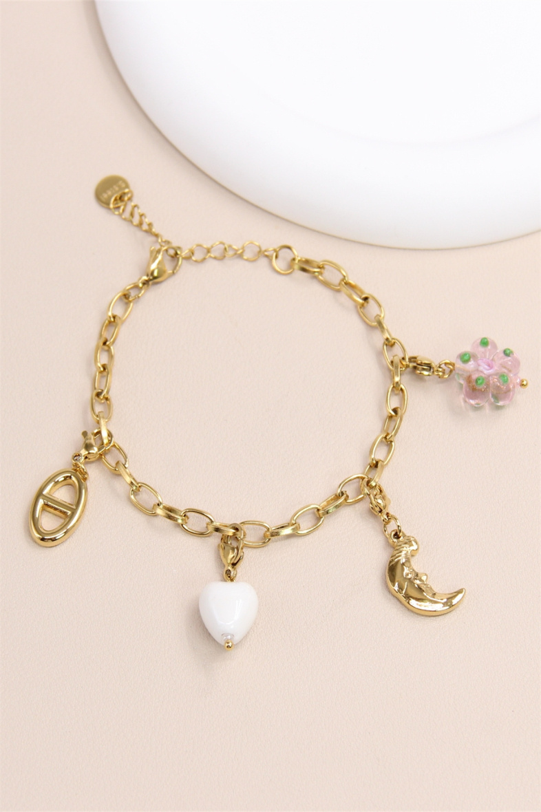 Mayorista Bellissima - Pulsera de eslabones compatible para fijar colgantes de dijes.