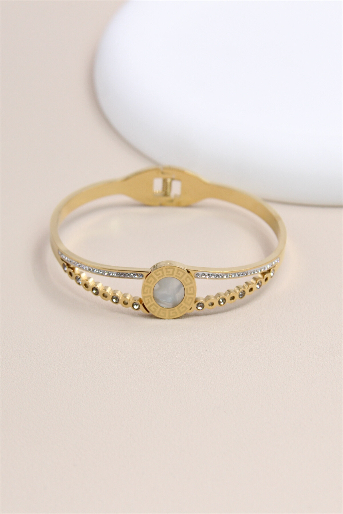 Grossista Bellissima - Scintillio Dorato: Bracciale Rigido in Acciaio Inossidabile
