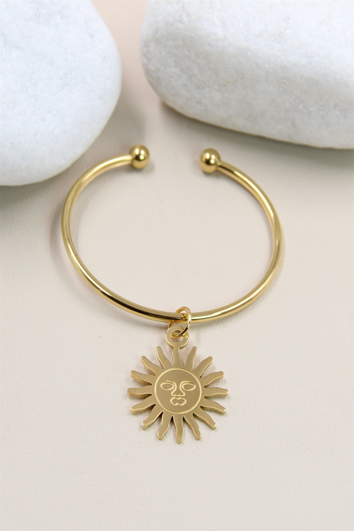 Grossiste Bellissima - Bracelet Jonc Ajustable Soleil en Acier Inoxydable - Éclat et Sophistication