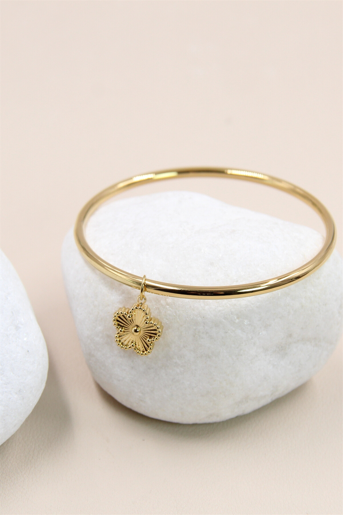 Grossista Bellissima - Bracciale Rigido Fiore in Acciaio Inossidabile - Eleganza Floreale