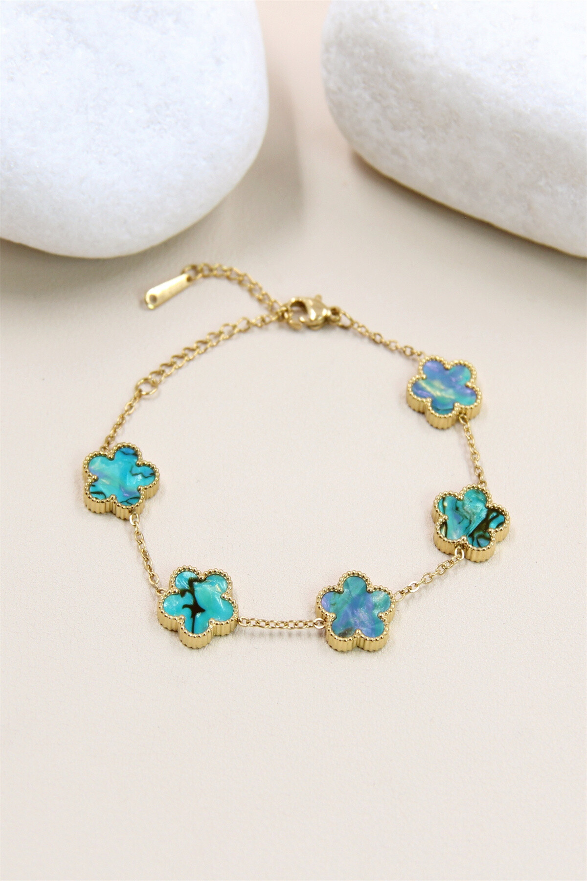 Grossista Bellissima - Bracciale a quadrifoglio in madreperla e acciaio inossidabile - Eleganza e raffinatezza