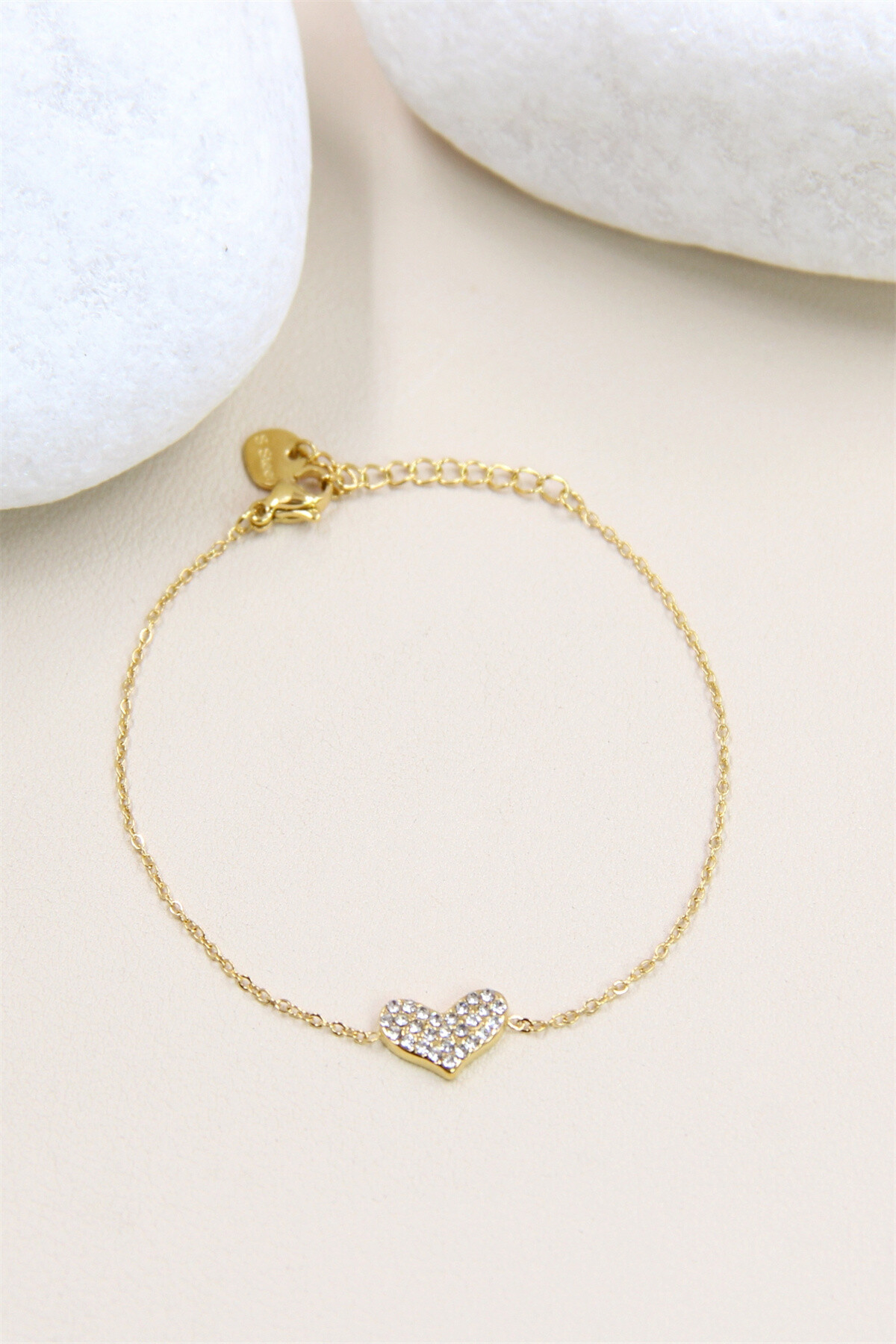 Grossista Bellissima - Bracciale cuore di diamanti sintetici in acciaio inossidabile