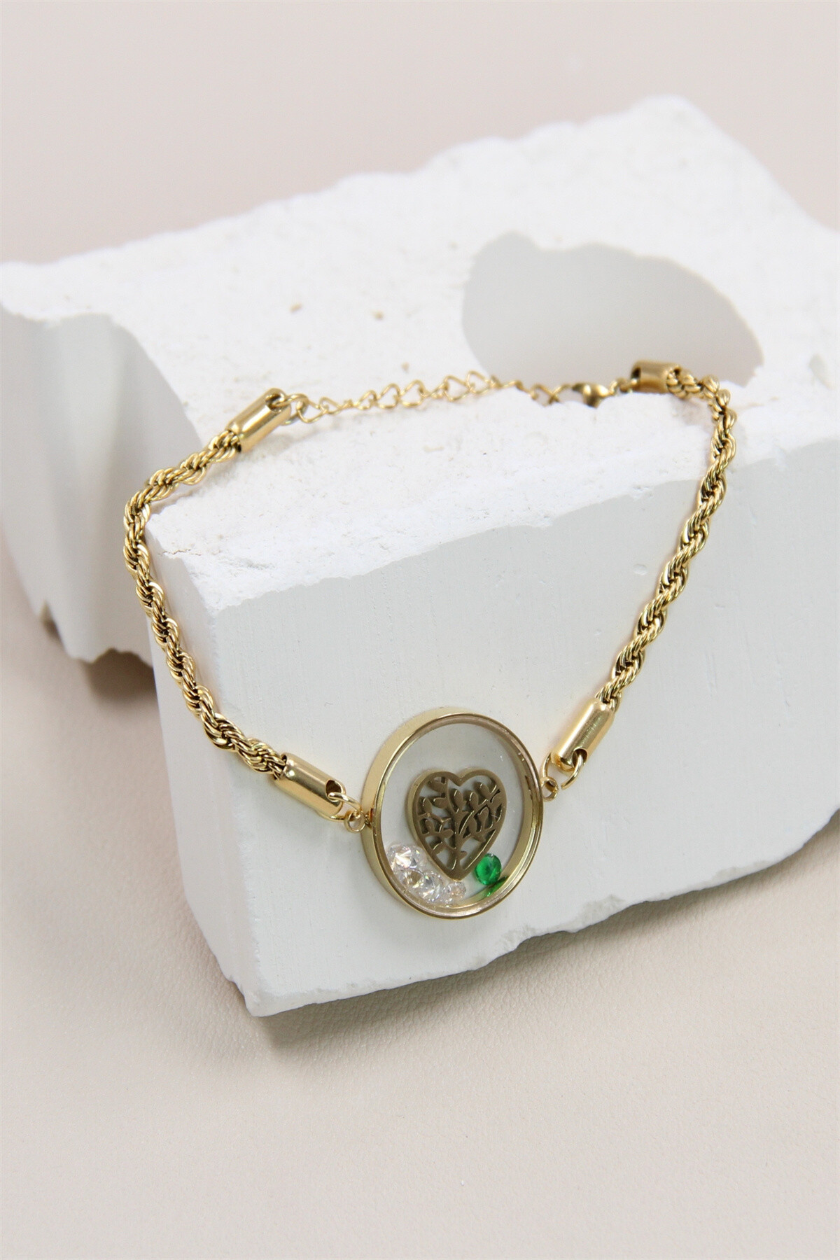 Grossiste Bellissima - Bracelet Cœur Orné de Strass en Acier Inoxydable