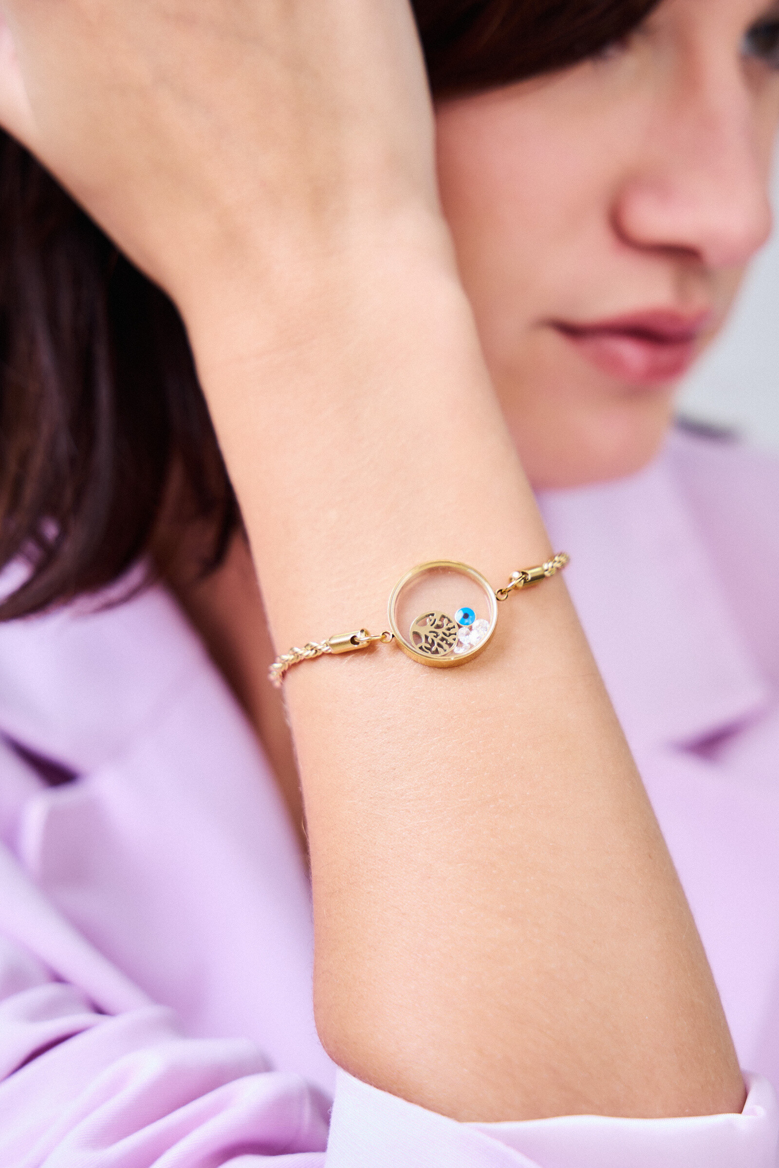 Großhändler Bellissima - Lebensbaum-Armband, verziert mit Strasssteinen aus Edelstahl