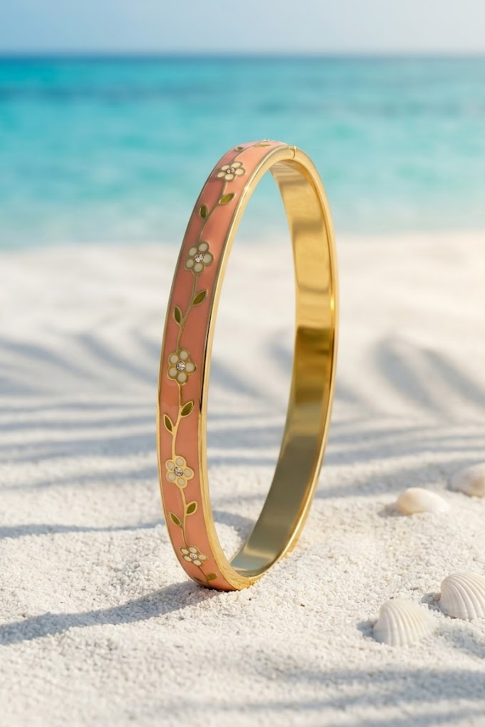 Mayorista Bellissima - Brazalete Tailandés de Flor de Acero Inoxidable Esmaltado – Disponible en Varios Colores