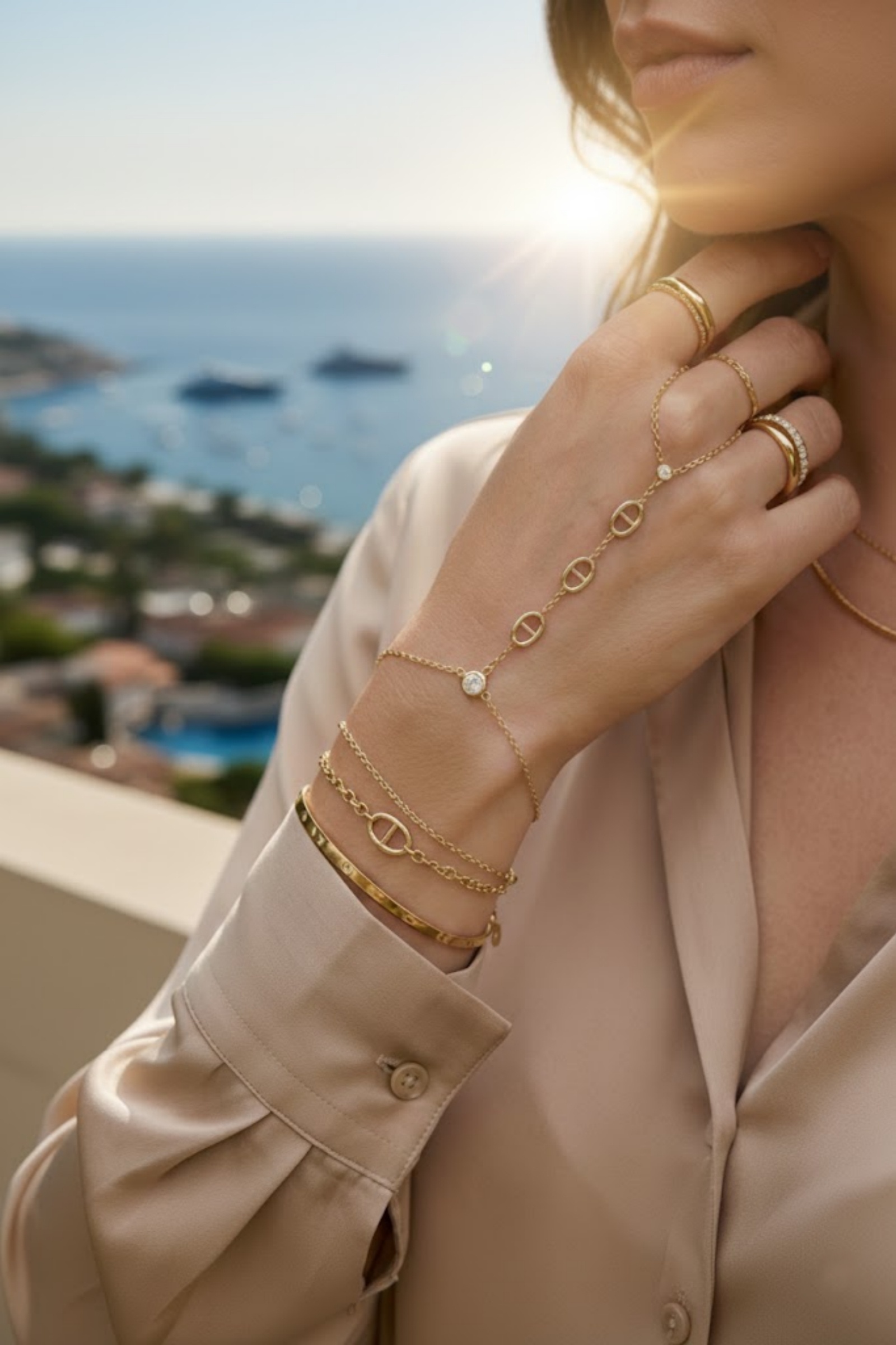 Grossiste Bellissima - Bracelet Main Bracelet Bague Boucle Marine en Acier Inoxydable – Style Chic & Moderne