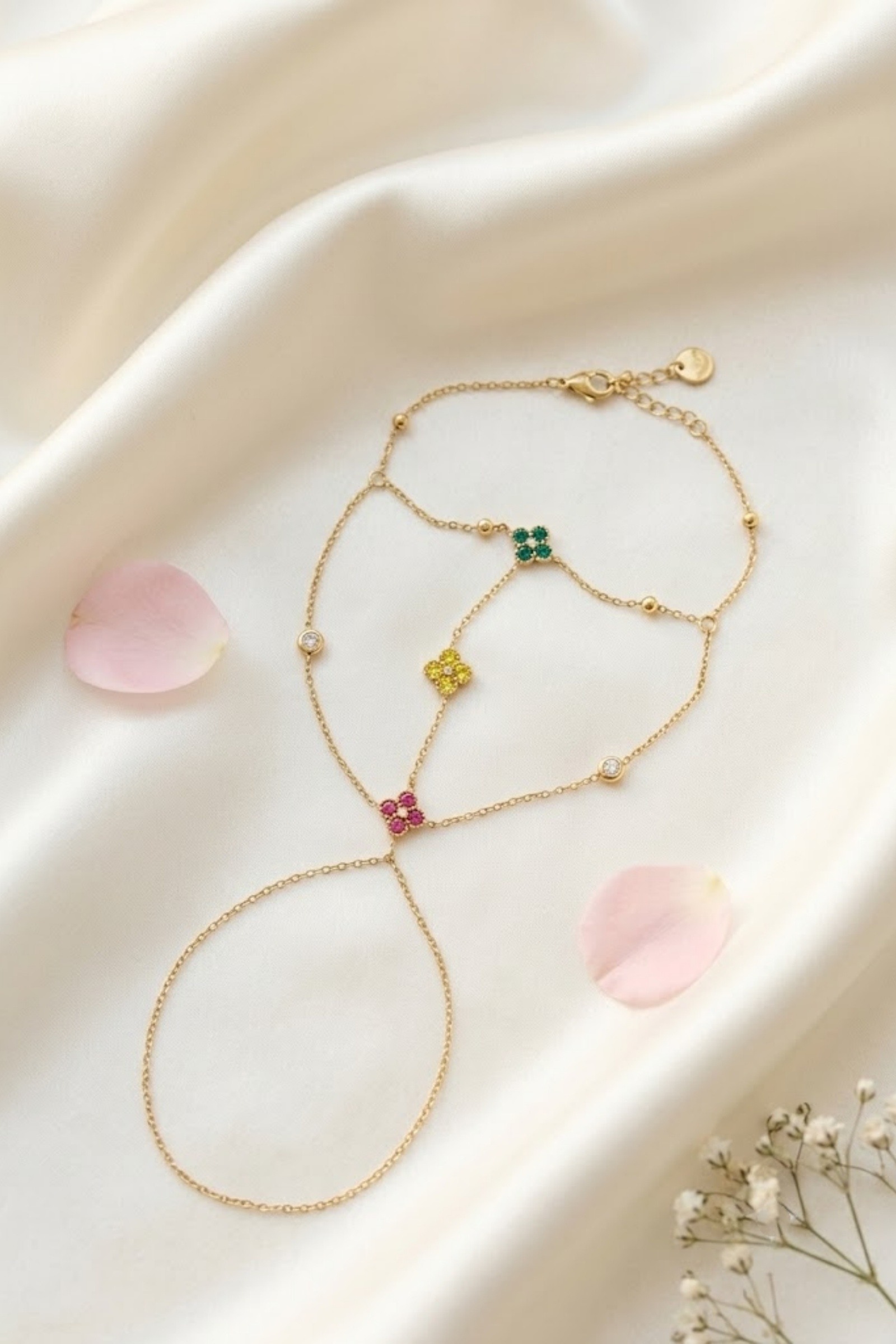 Großhändler Bellissima - Mehrfarbiges Blumen-Handschmuck – Glanz & Fantasie
