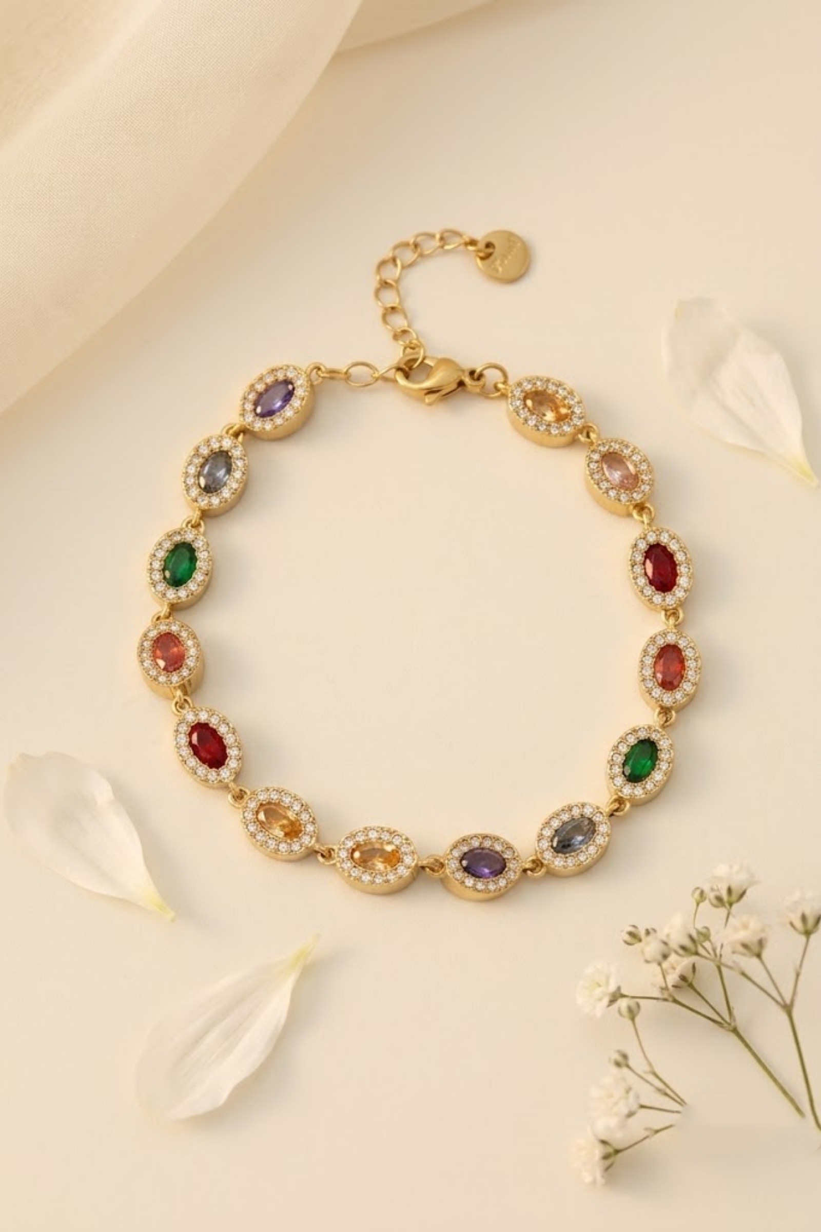 Grossiste Bellissima - Bracelet Strass Ovale en Acier Inoxydable – Élégance Lumineuse