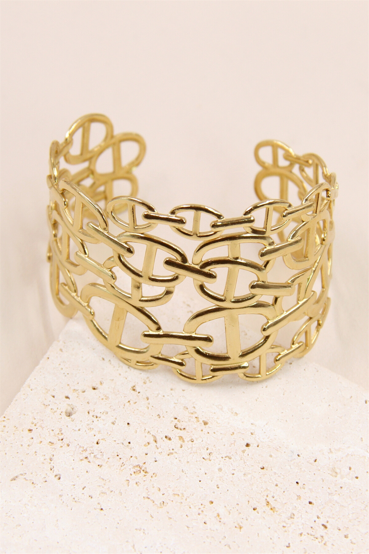 Wholesaler Bellissima - Bracelet in golden stainless steel link - chic and modern