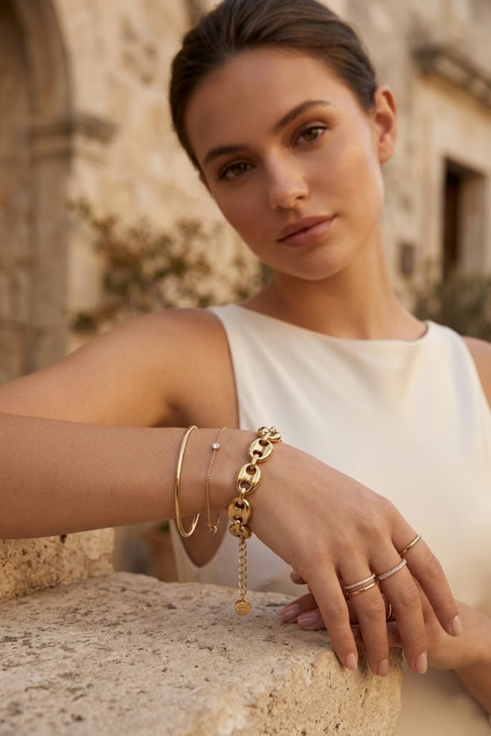 Grossiste Bellissima - Bracelet Maille Graine de Café en Acier Inoxydable