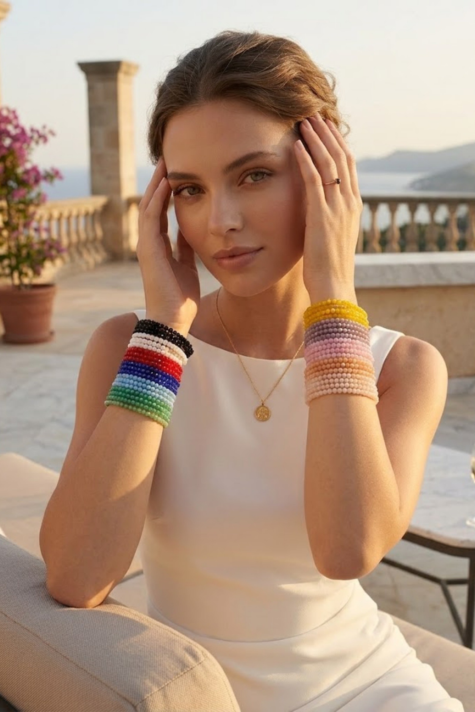 Grossiste Bellissima - Lot de 54 Bracelets Perles de Verre Multicolores avec Présentoir Offert