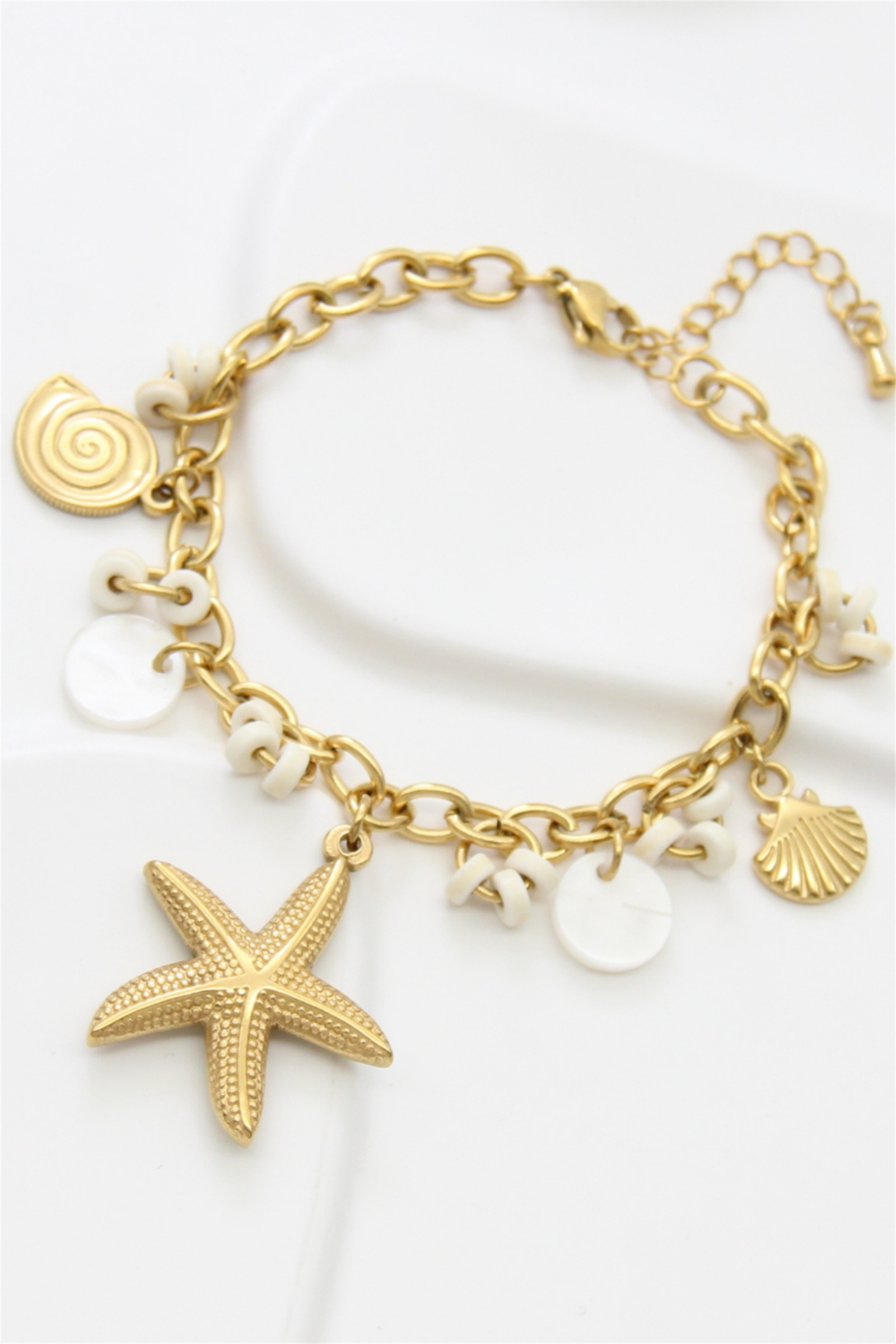 Grossiste Bellissima - Bracelet doré étoile de mer et coquillages