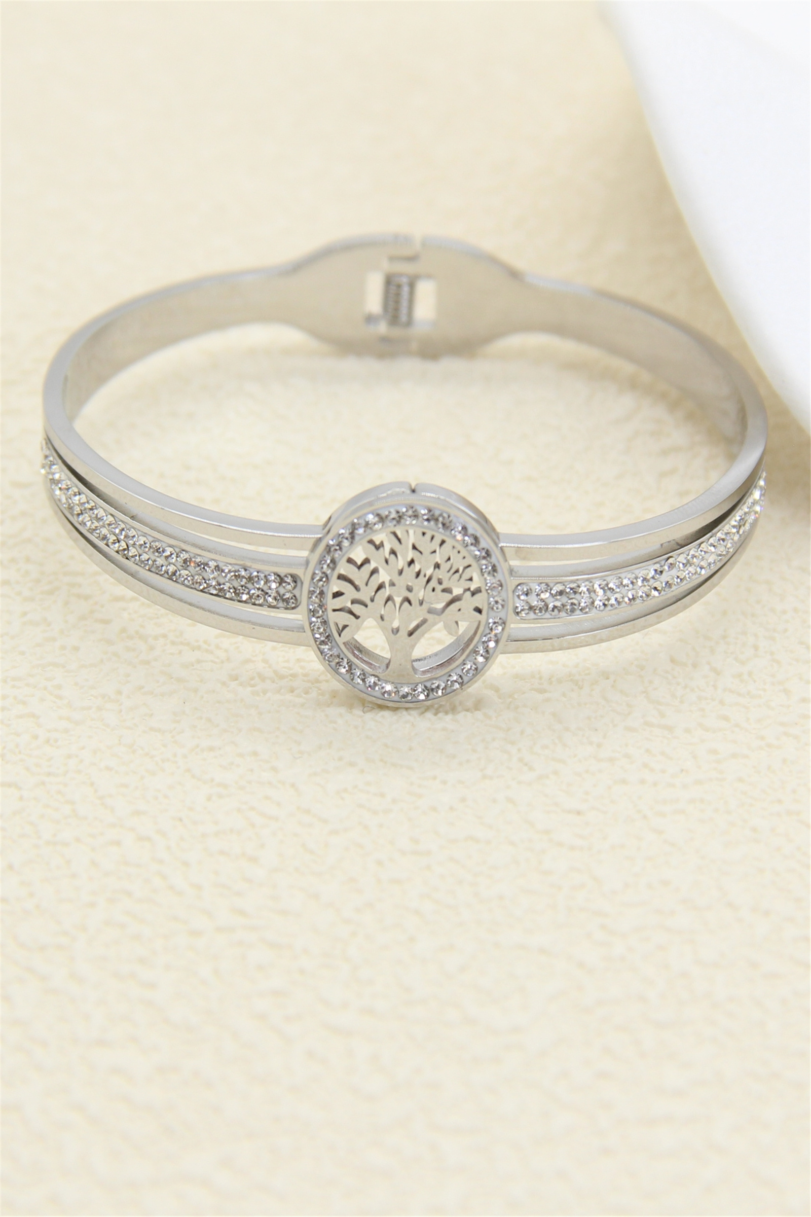 Grossiste Bellissima - Bracelet Jonc Arbre de Vie en Acier Inoxydable