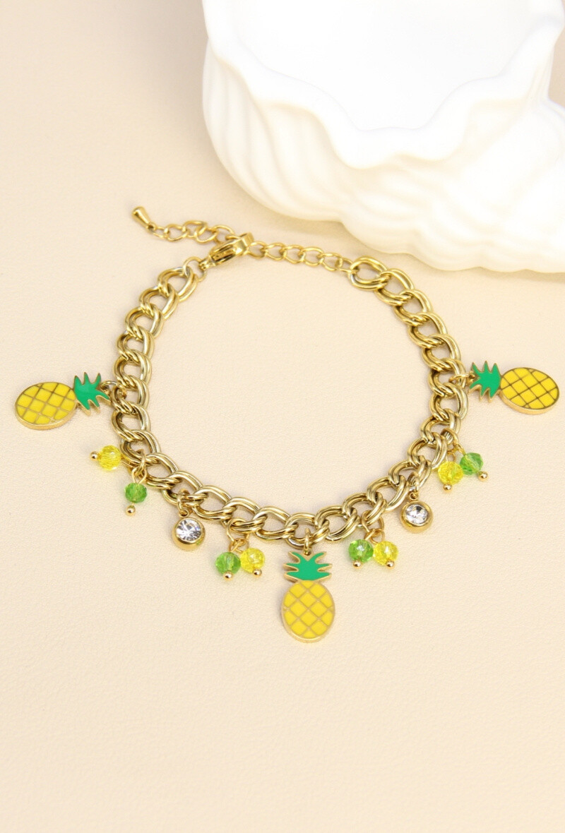 Grossiste Bellissima - Bracelet Ananas en Acier Inoxydable – Éclat Tropical et Élégance