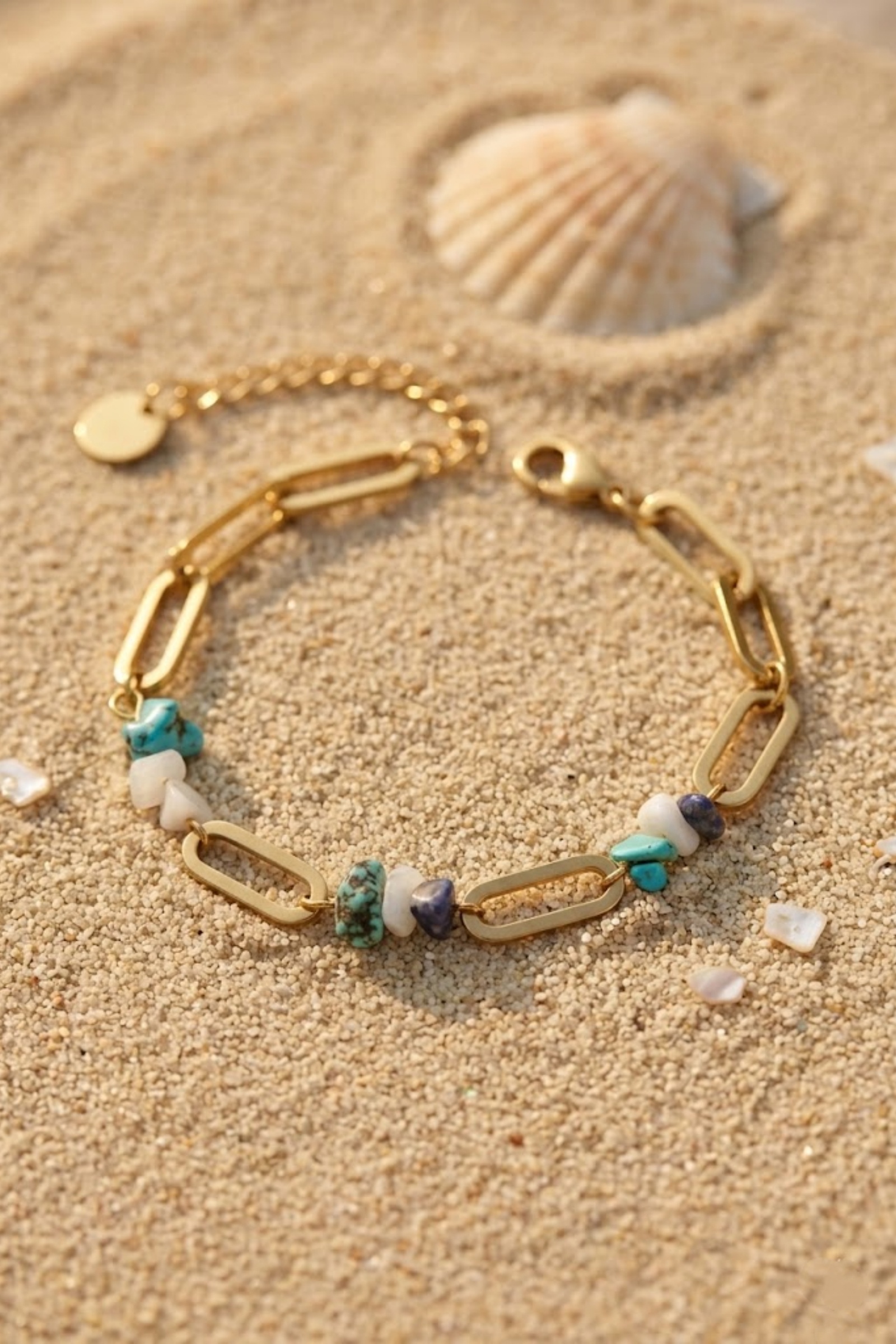 Grossiste Bellissima - Bracelet Gros Maille Acier Inoxydable Orné de Pierres – Esprit Chic & Naturel