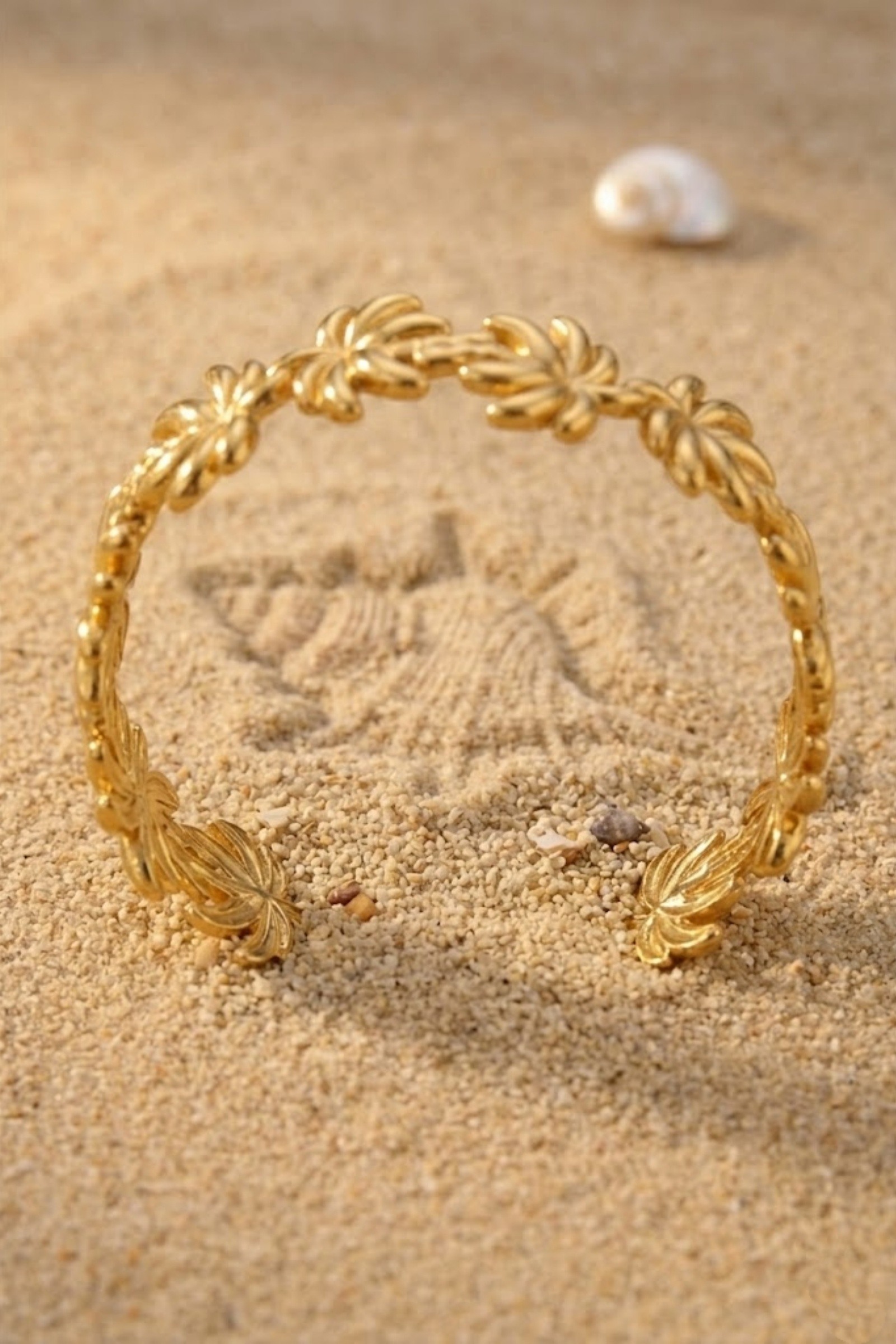 Grossiste Bellissima - Bracelet Manchette « Palmiers Tropicaux » – Acier inoxydable
