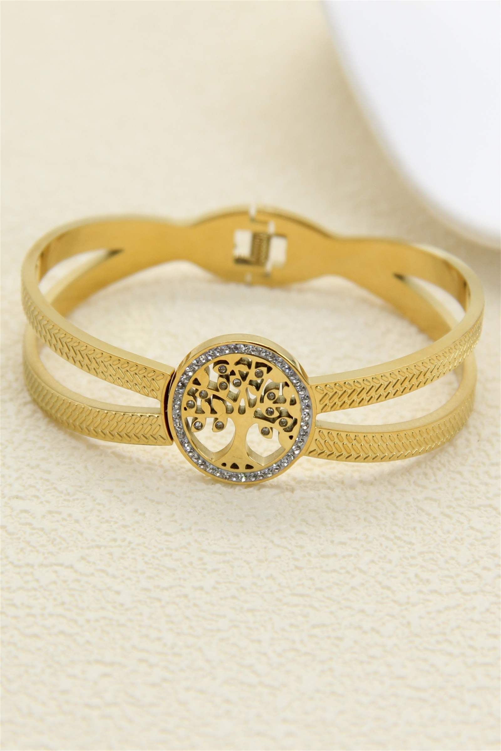 Grossiste Bellissima - Bracelet Jonc Arbre de Vie en Acier Inoxydable – Élégance Symbolique