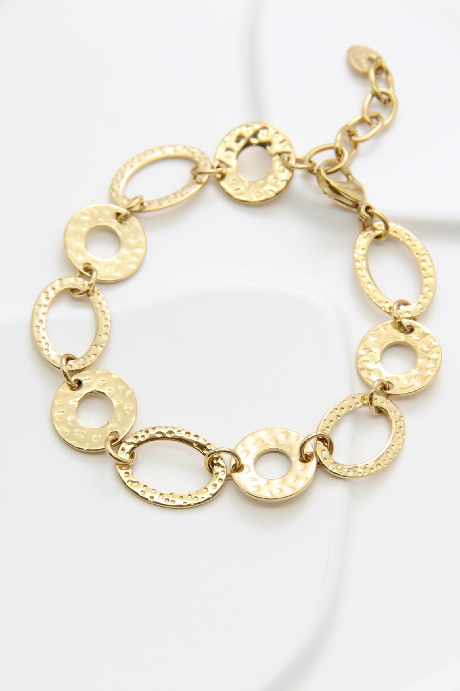 Grossiste Bellissima - Bracelet Maillons Martelés en Acier Inoxydable Doré