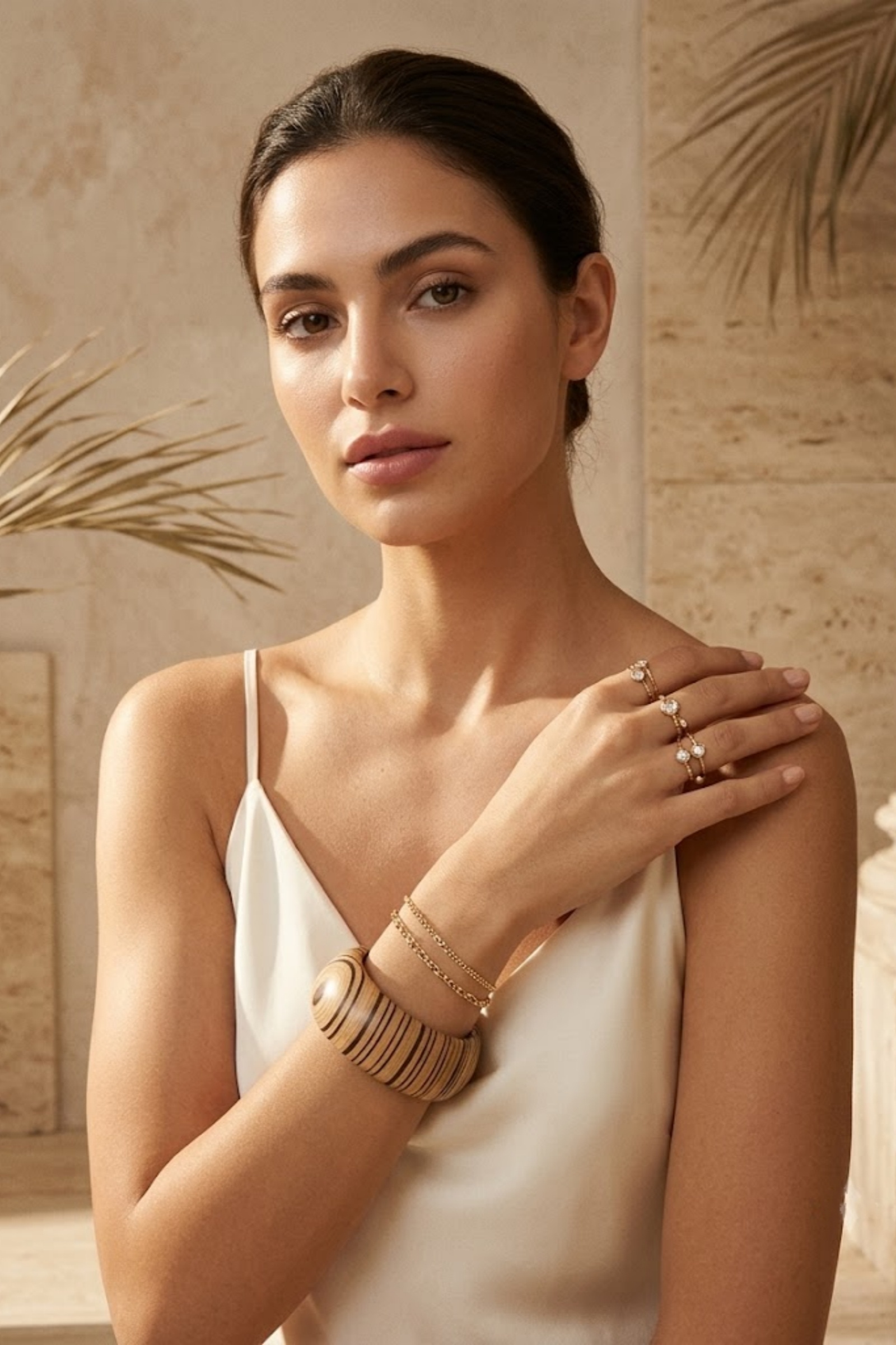 Grossiste Bellissima - Bracelet Manchette Effet Bois en Résine – Bracelet Tendance Femme