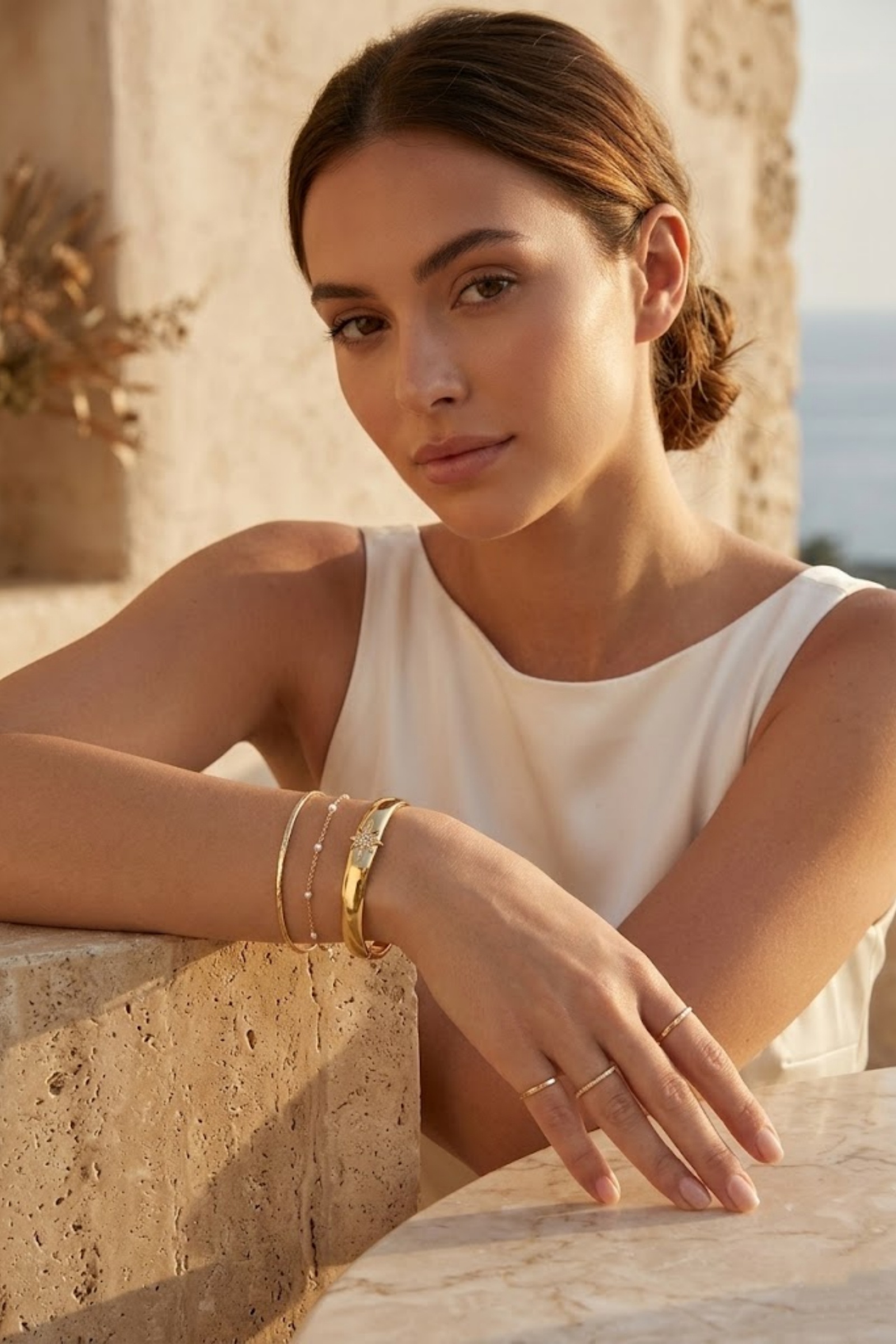 Grossiste Bellissima - Bracelet Jonc Étoile Strass en Acier Inoxydable