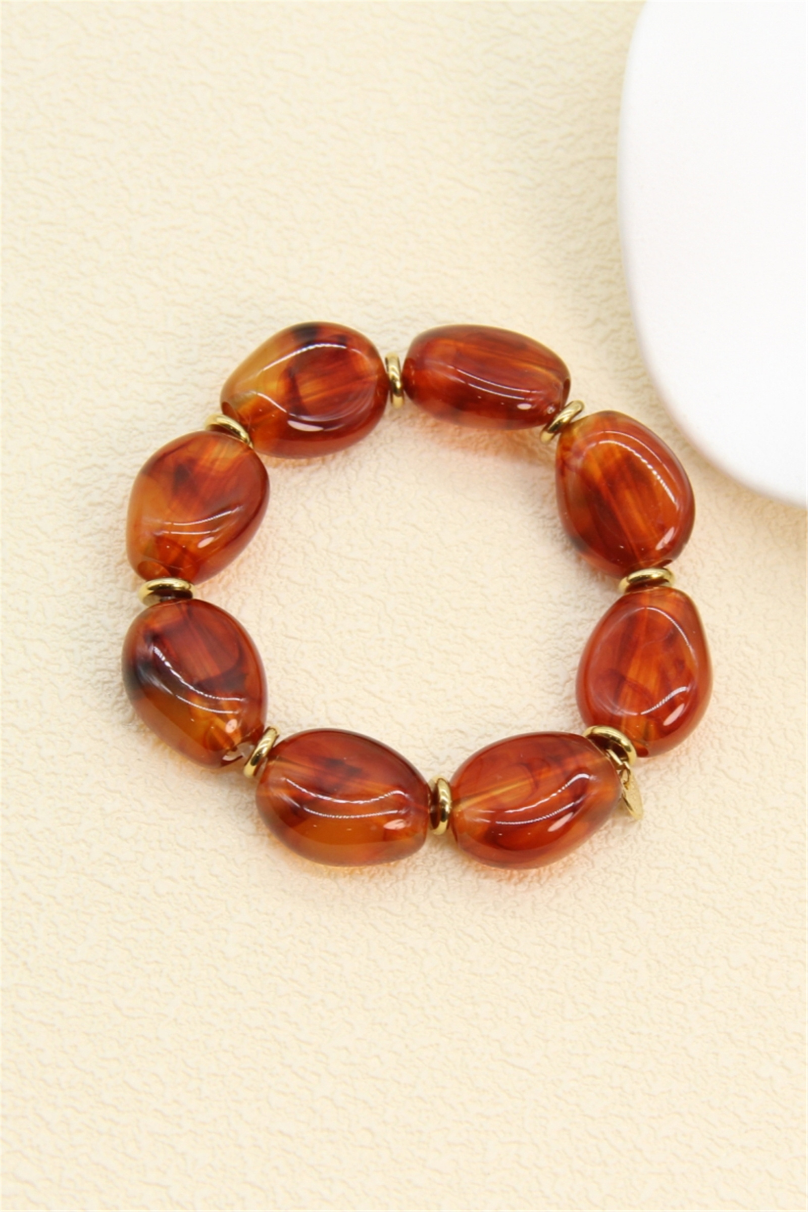 Wholesaler Bellissima - Elastic Resin Bracelet – Shiny Oval Beads