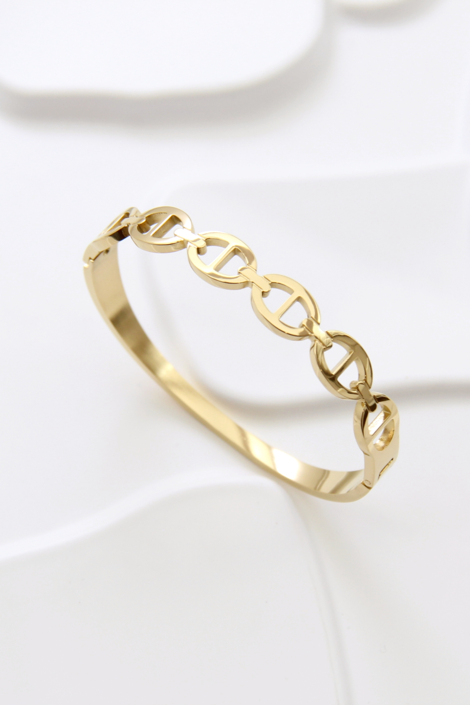 Grossiste Bellissima - Bracelet jonc maillons ovales en acier inoxydable