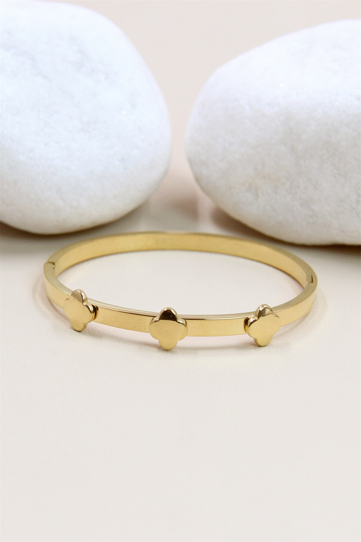 Grossiste Bellissima - Bracelet Jonc Trèfle en Acier Inoxydable