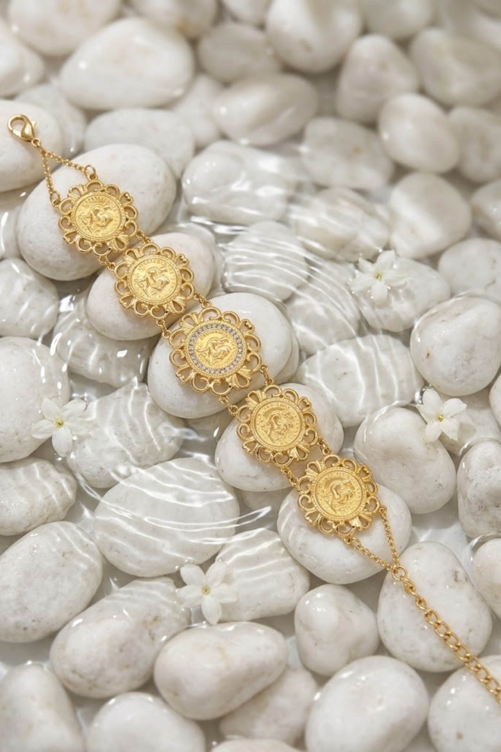 Mayorista Bellissima - Pulsera de Piezas de Acero Inoxidable – Elegancia Vintage y Chic