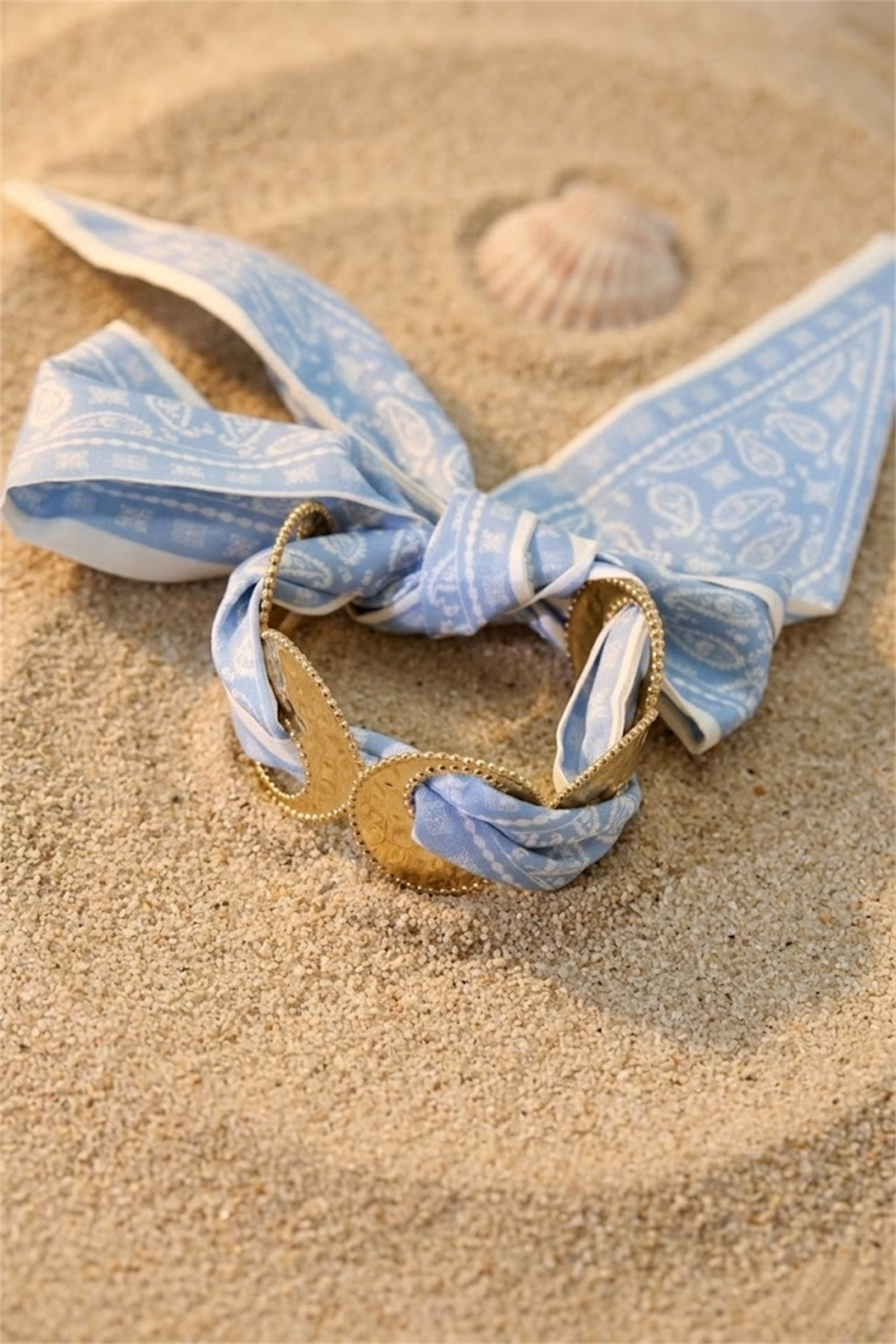 Grossiste Bellissima - Bracelet Manchette Ruban Bleu – Acier Inoxydable Doré