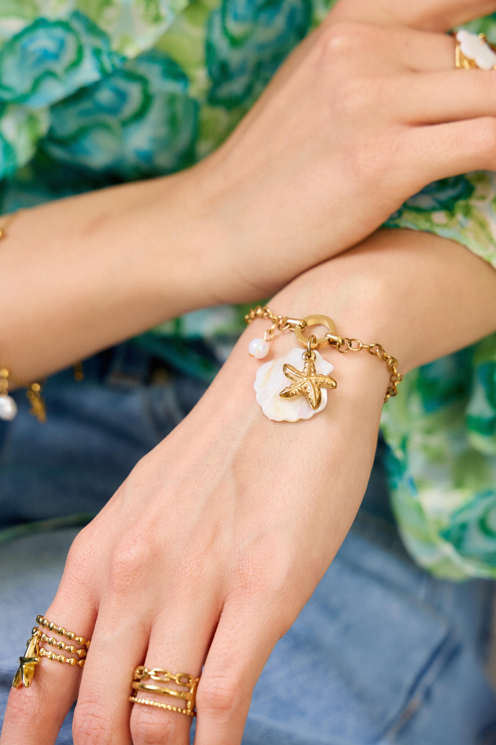 Mayorista Bellissima - Pulsera de nácar y arranque - elegancia marina en acero inoxidable
