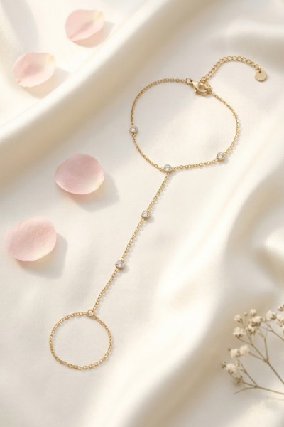 Mayorista Bellissima - Brazalete de Cadena de Mano con Strass – Delicado & Refinado Mayorista Bellissima - Brazalete de Cadena de Mano con Strass – Delicado & Refinado