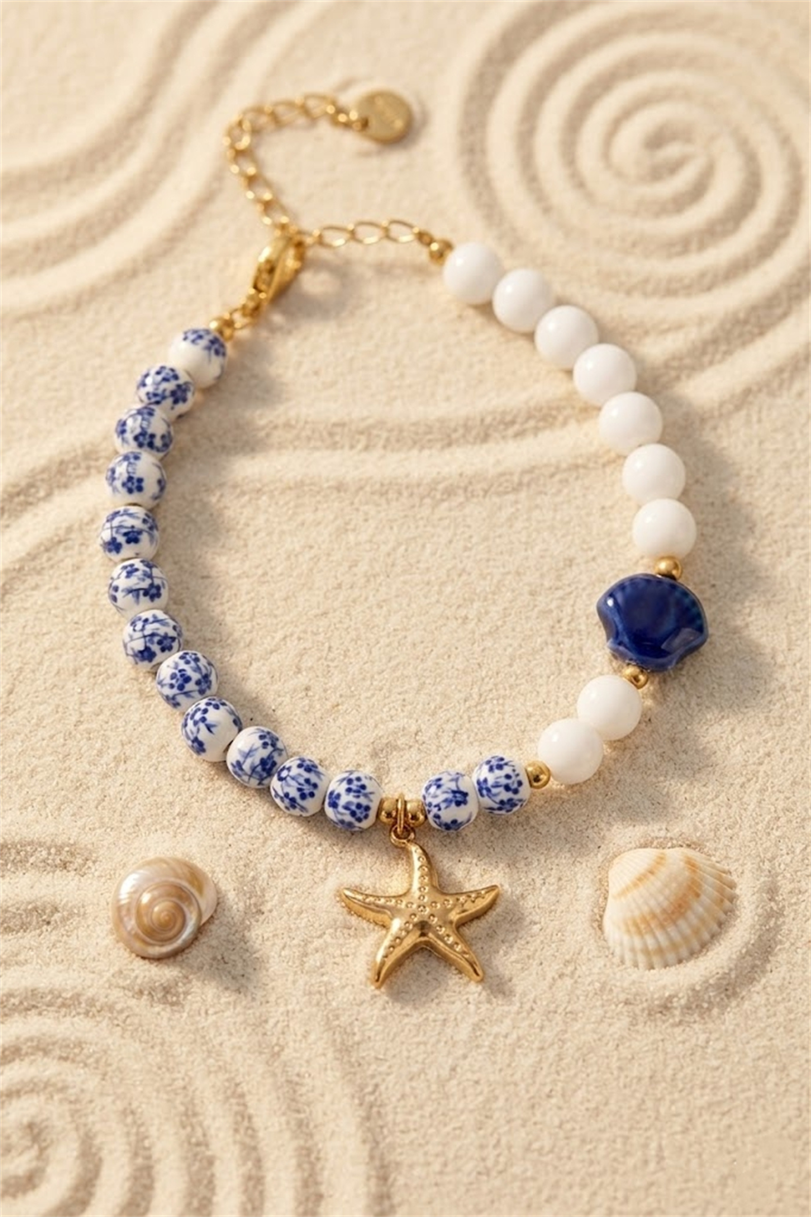 Grossiste Bellissima - Bracelet Perle Étoile de Mer – Acier Inoxydable Doré