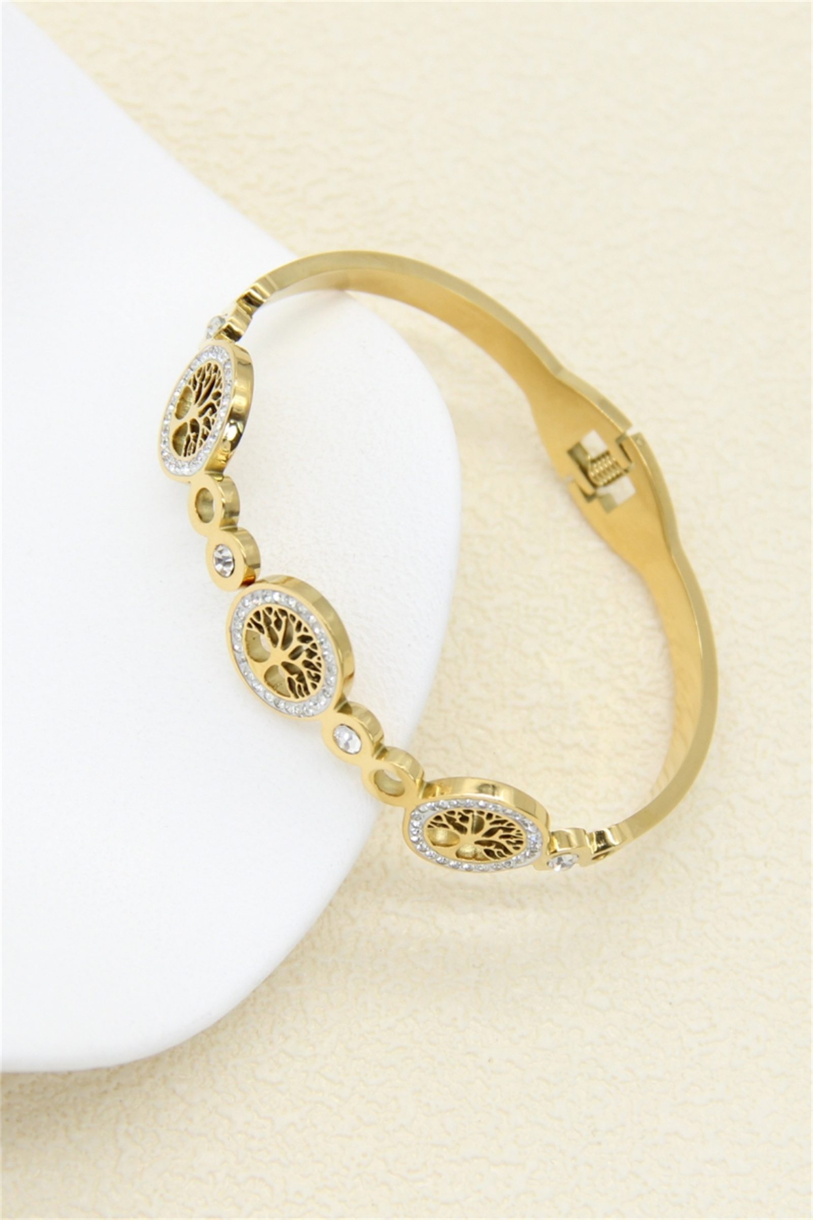 Grossiste Bellissima - Bracelet Jonc Arbre de Vie en Acier Inoxydable – Élégance & Lumière