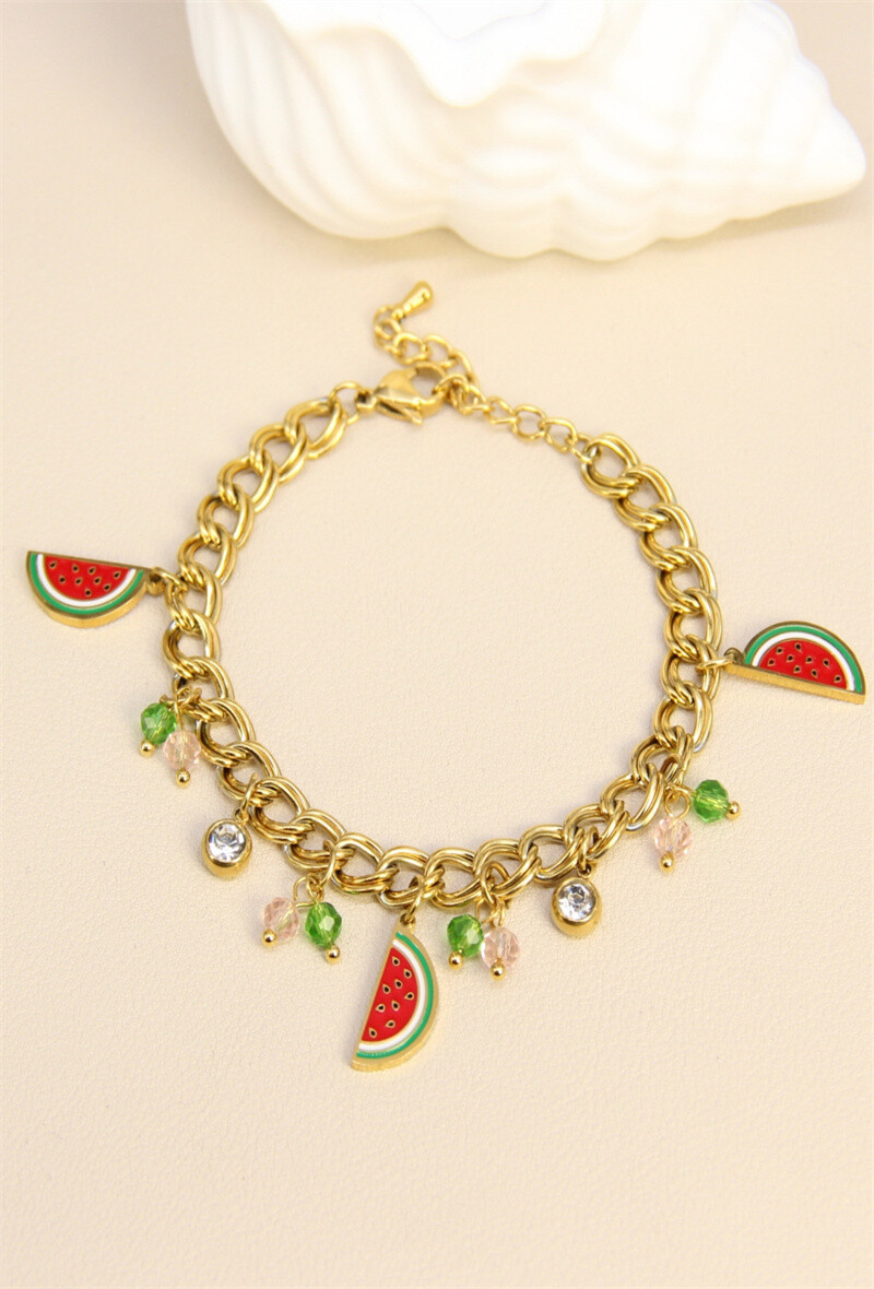 Grossiste Bellissima - Bracelet pastèque en acier inoxydable - Fraîcheur et fantaisie