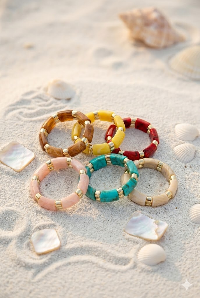 Mayorista Bellissima - Pulsera de Resina Elástica Colorida – Estilo Bohemio Chic