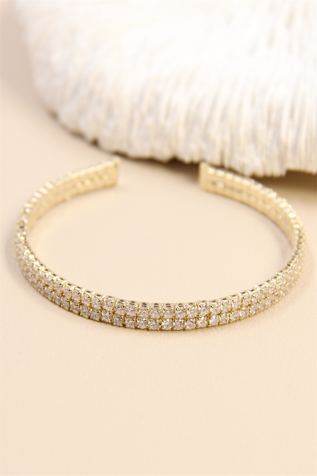 Grossiste Bellissima - Bracelet Jonc Ajustable Strass Plaqué Rhodié Hypoallergénique