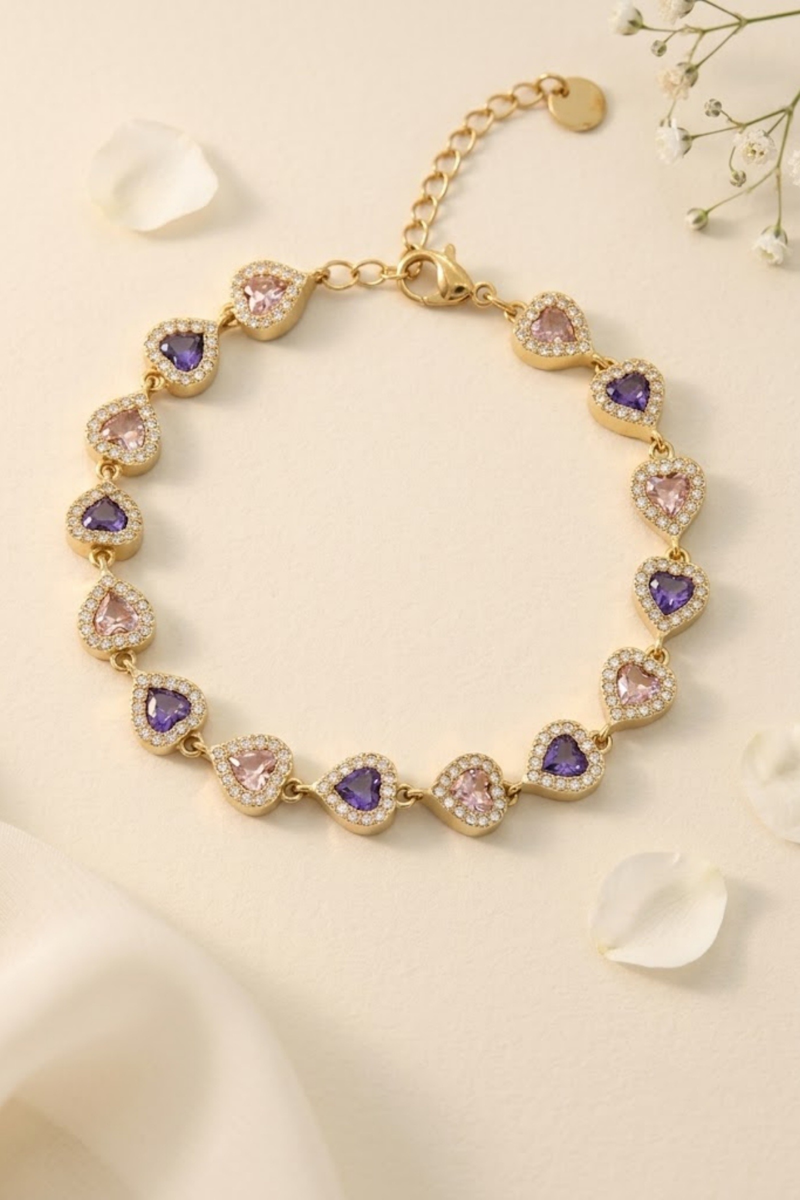 Grossista Bellissima - Bracciale Cuore con Strass in Acciaio Inossidabile – Romantico e Scintillante