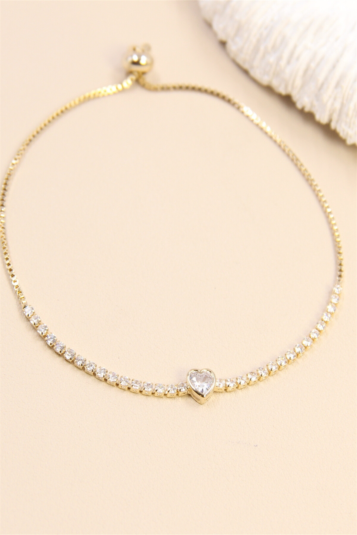 Grossiste Bellissima - Bracelet Cœur Coulissant Ajustable Strass Hypoallergénique