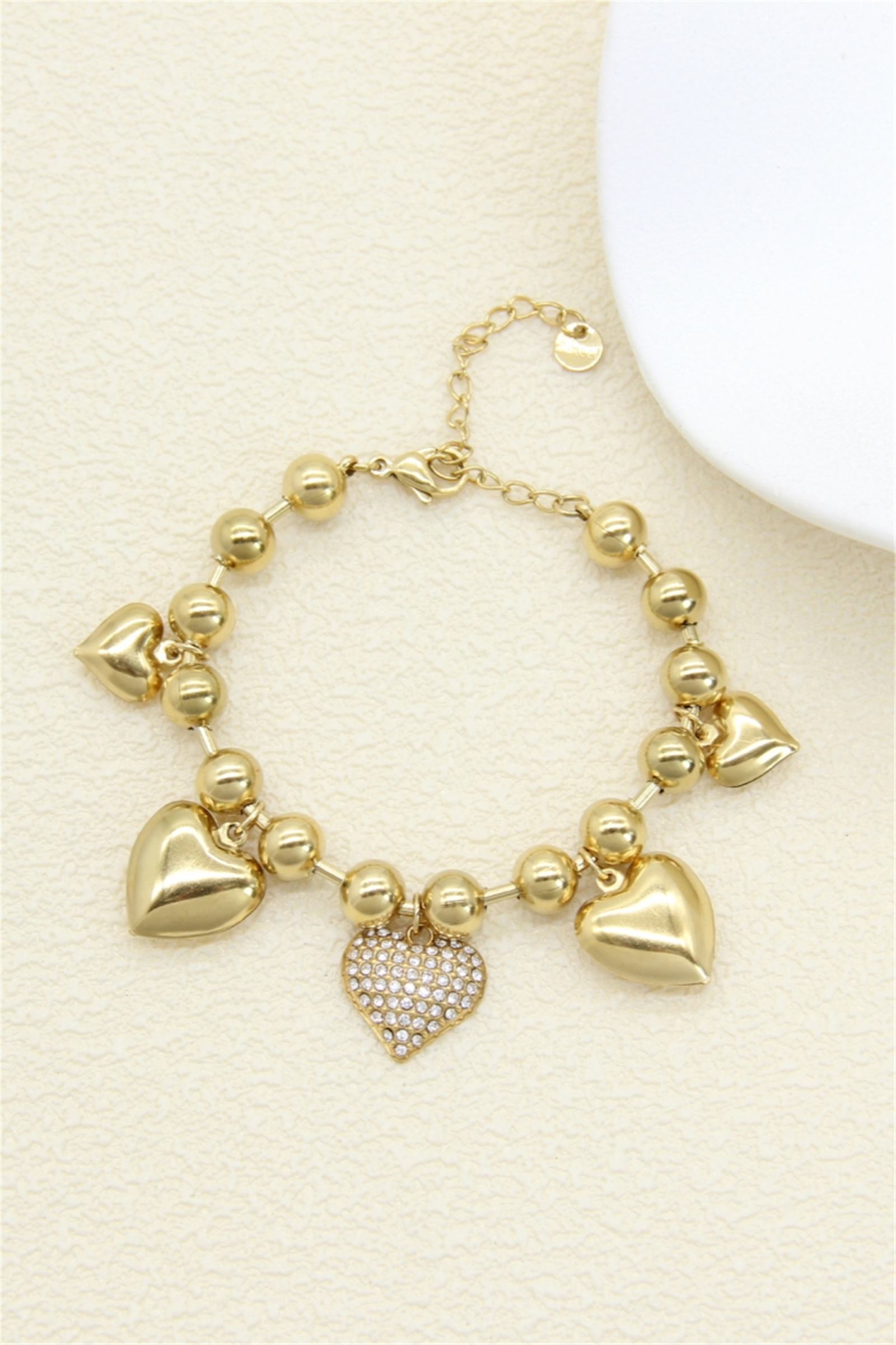 Grossiste Bellissima - Bracelet breloque cœur en acier inoxydable – Charme, éclat & féminité